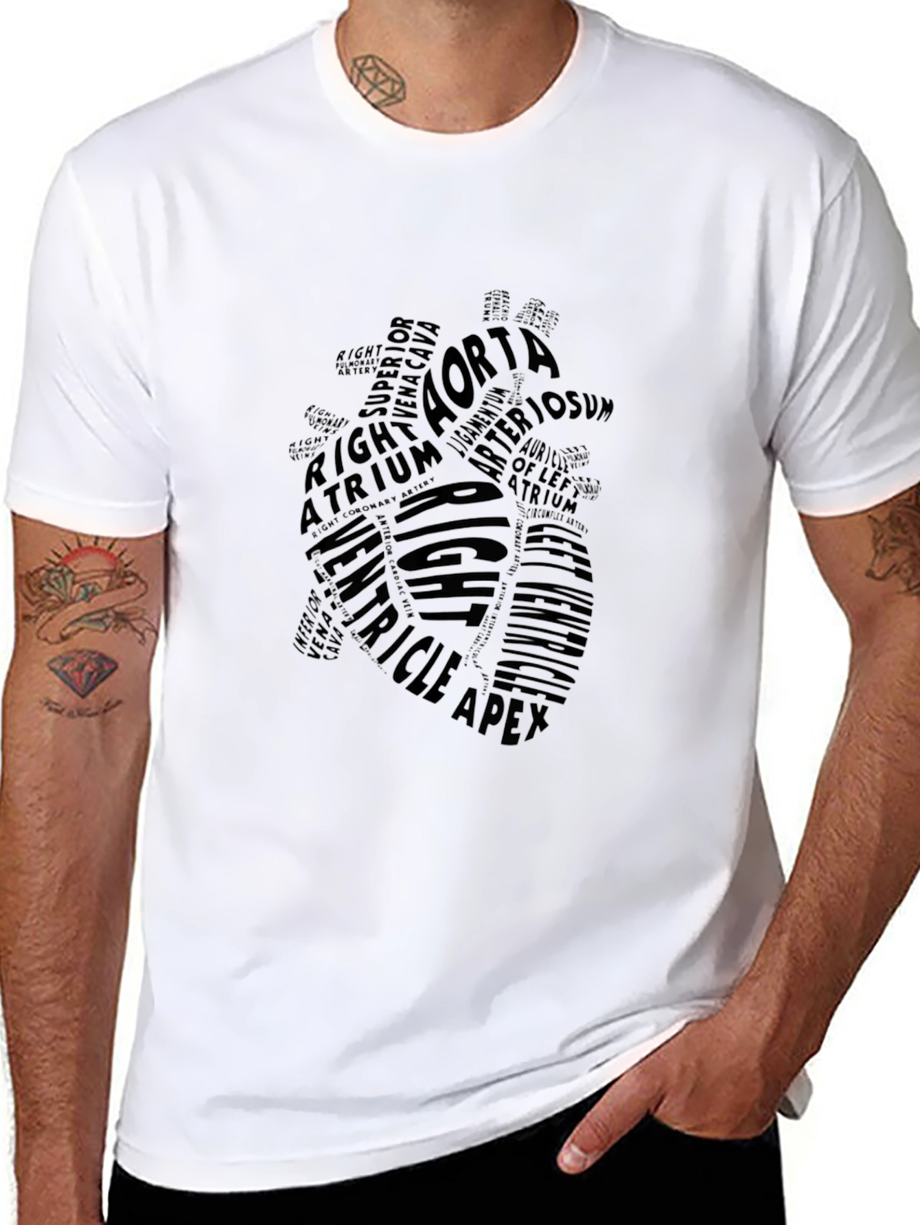 Anatomical Heart Word Art Black T-Shirt
