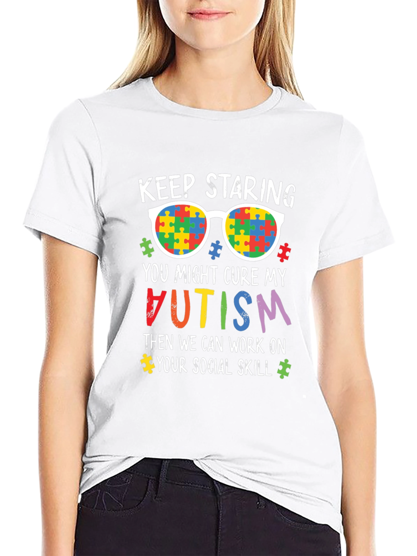Autism Awareness T-Shirt - Keep Staring Cure Autism