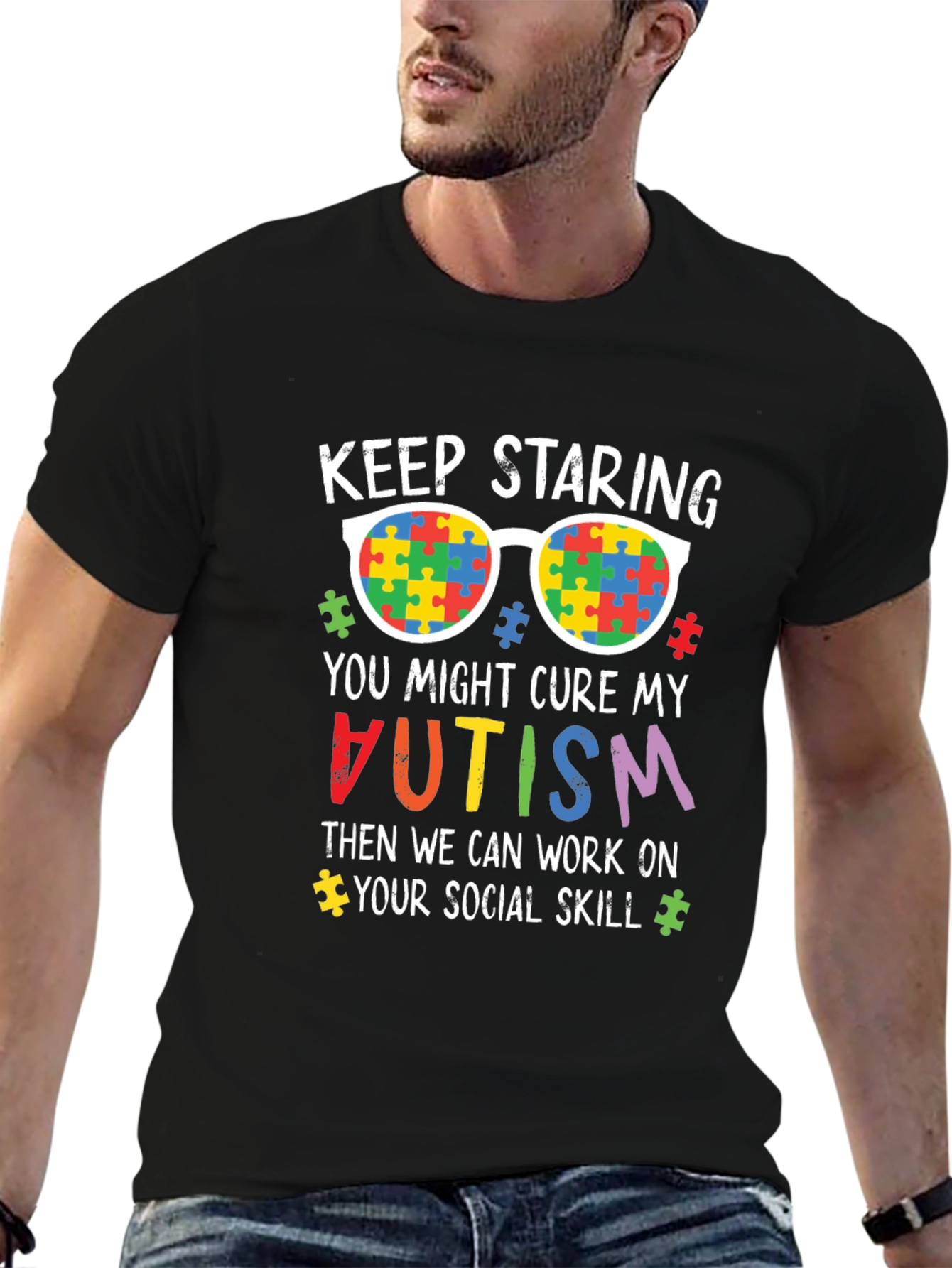 Autism Awareness T-Shirt - Keep Staring Cure Autism