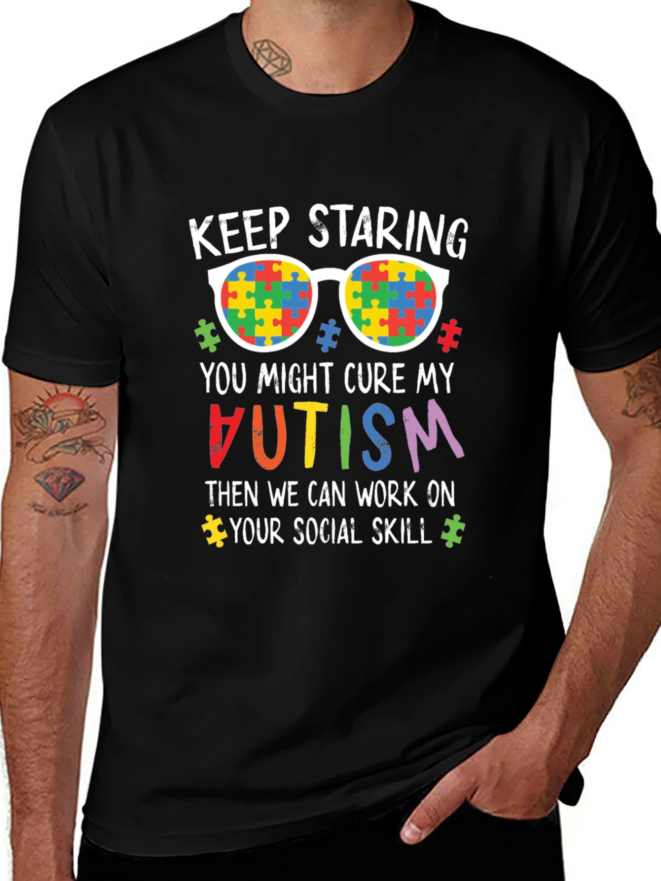 Autism Awareness T-Shirt - Keep Staring Cure Autism