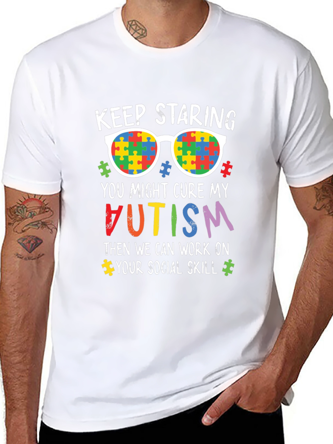 Autism Awareness T-Shirt - Keep Staring Cure Autism