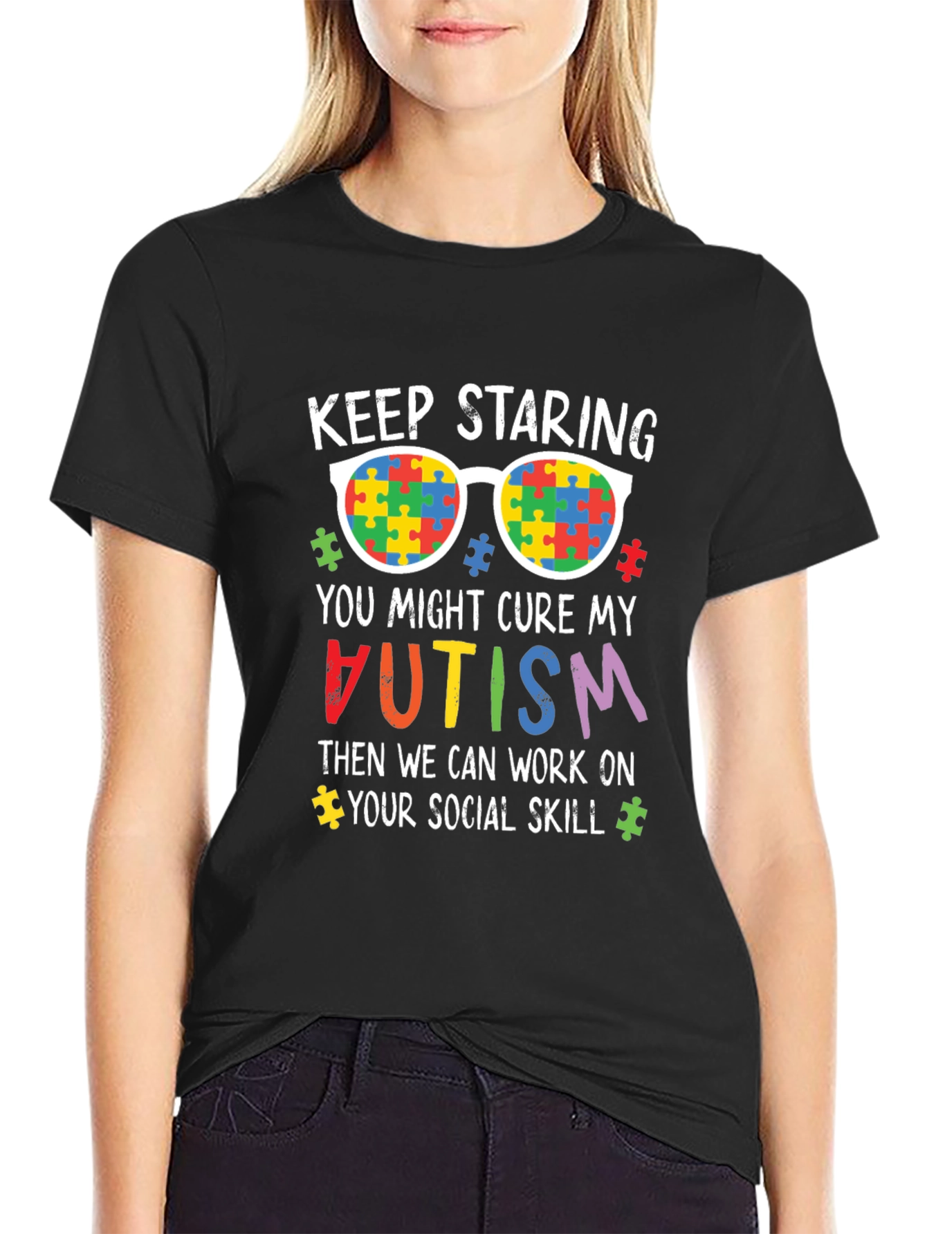 Autism Awareness T-Shirt - Keep Staring Cure Autism