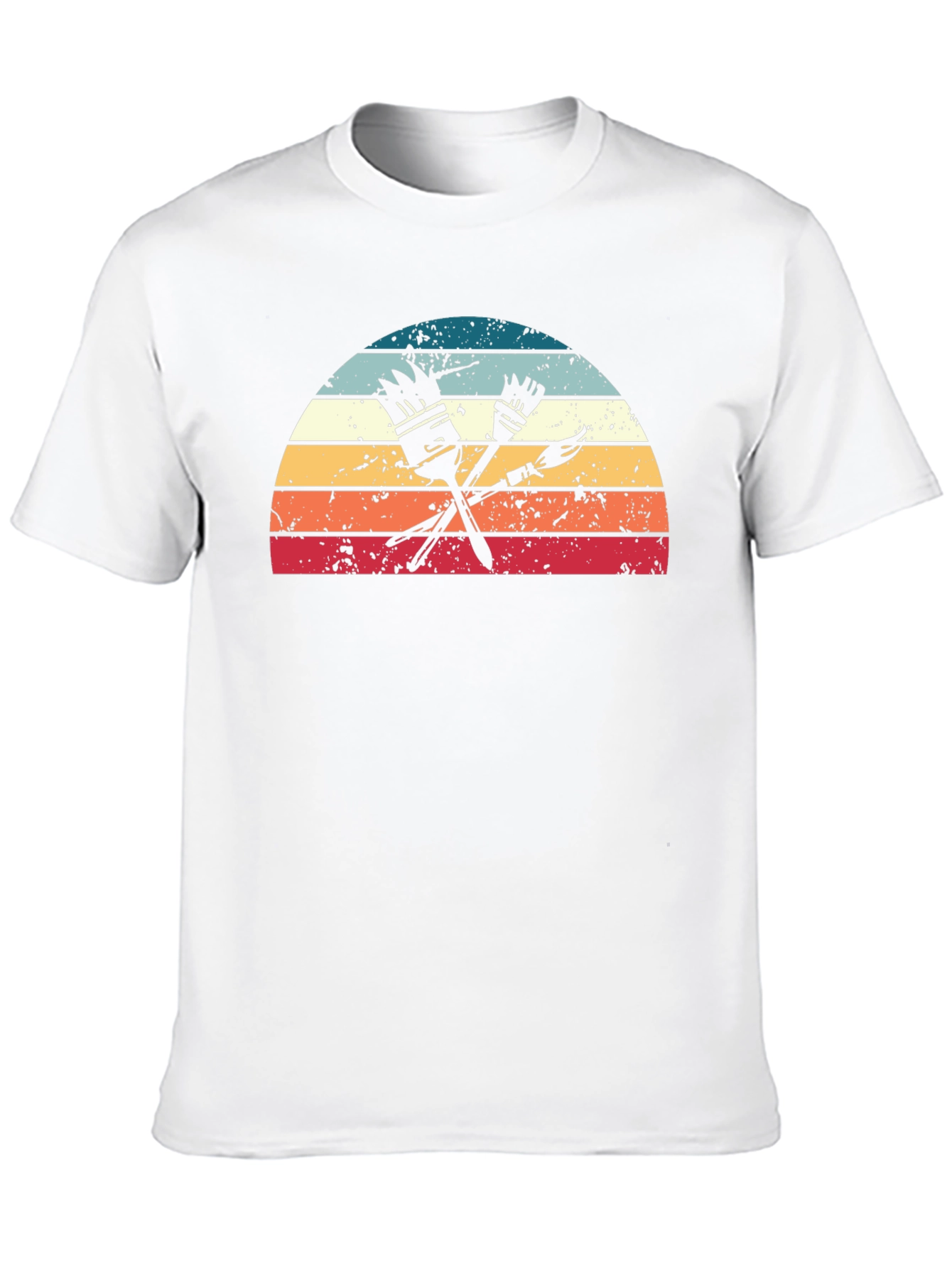 Retro Painter T-Shirt - Paint Brushes & Sunset Design