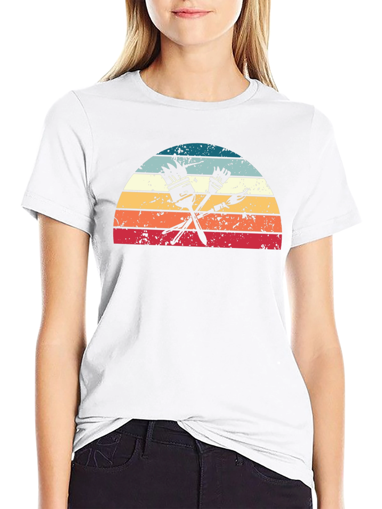 Retro Painter T-Shirt - Paint Brushes & Sunset Design