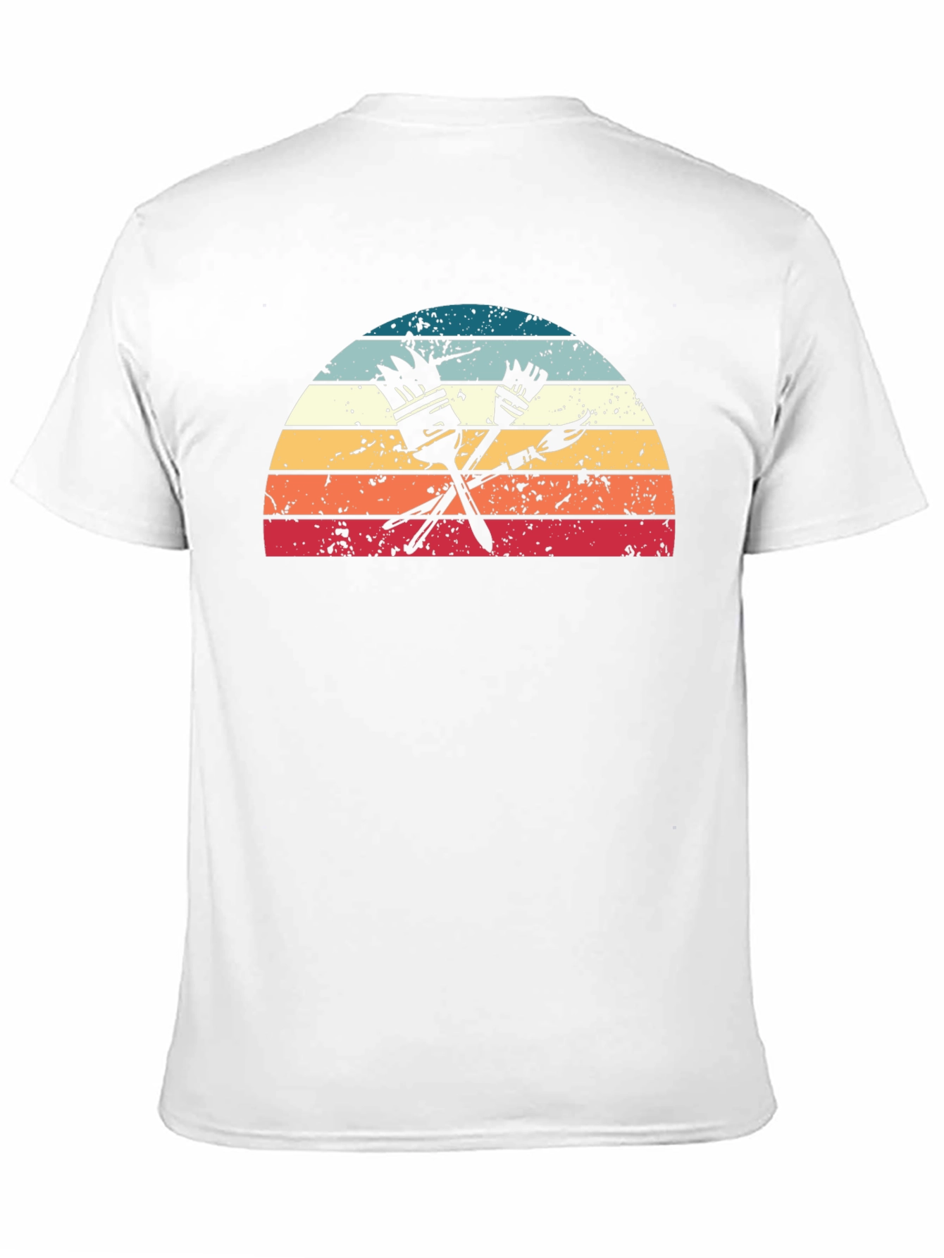 Retro Painter T-Shirt - Paint Brushes & Sunset Design