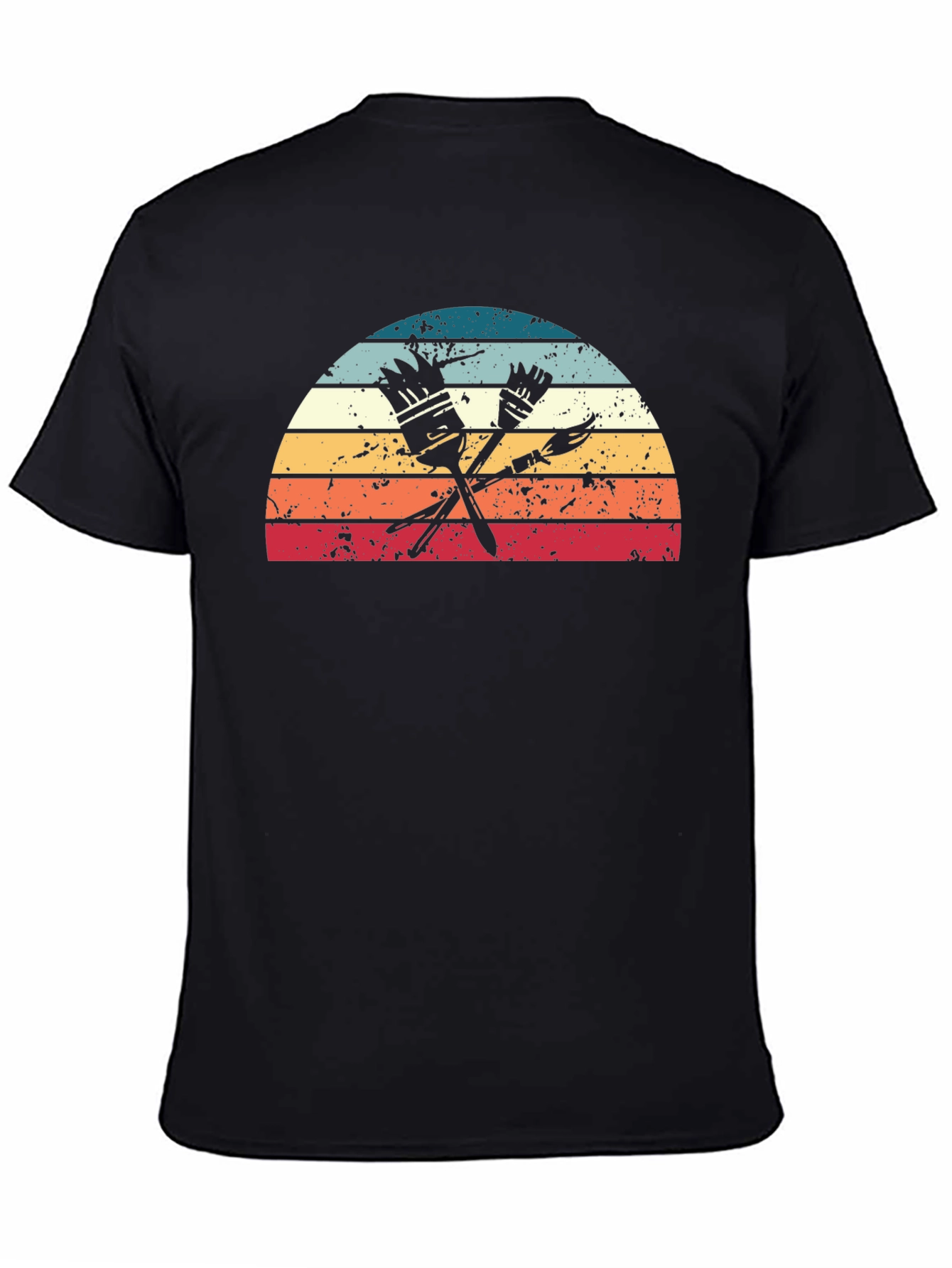 Retro Painter T-Shirt - Paint Brushes & Sunset Design