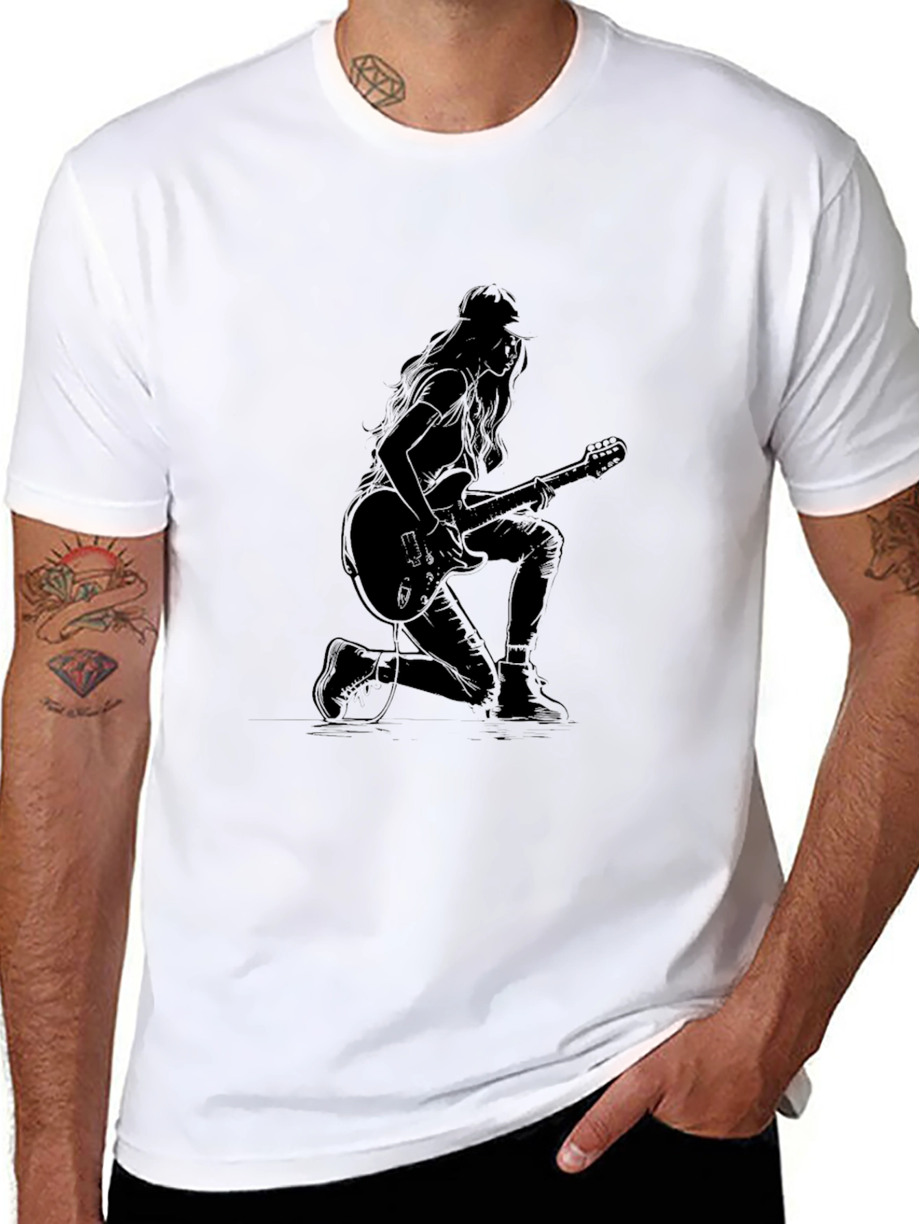 Rock On T-Shirt - Stylish Guitarist Design
