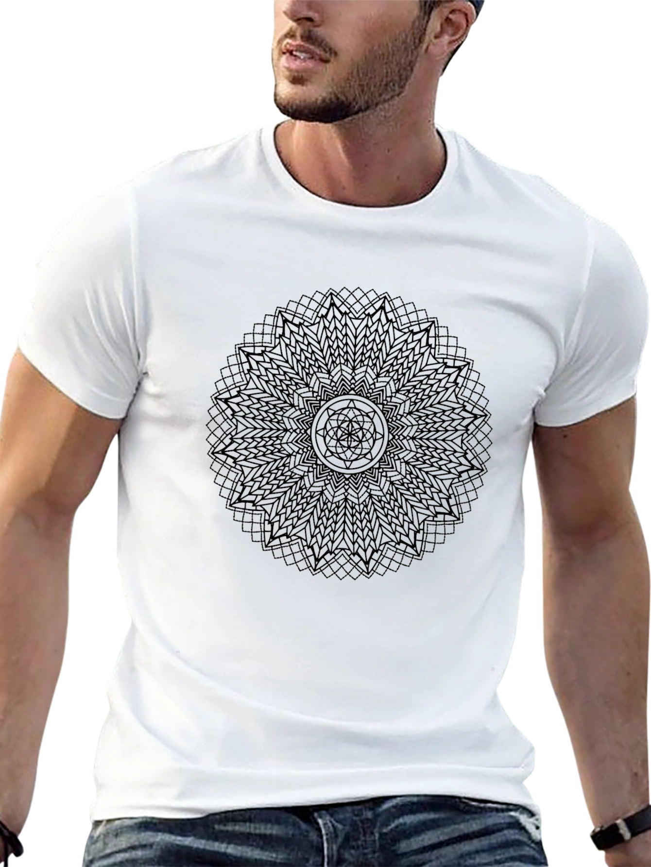 Black Mandala T-Shirt - Geometric Design