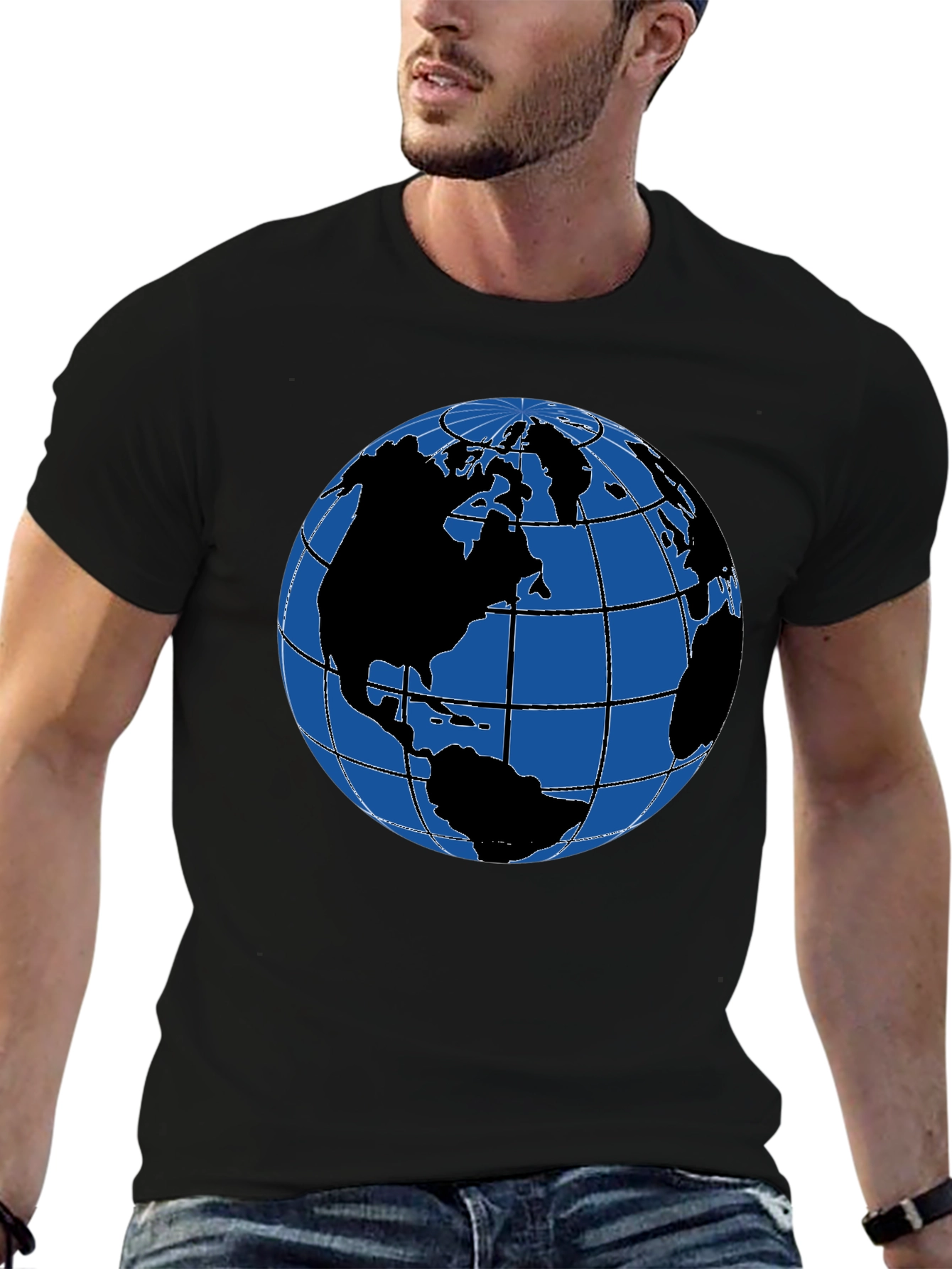 Earth Globe Graphic T-Shirt - Classic Black Tee