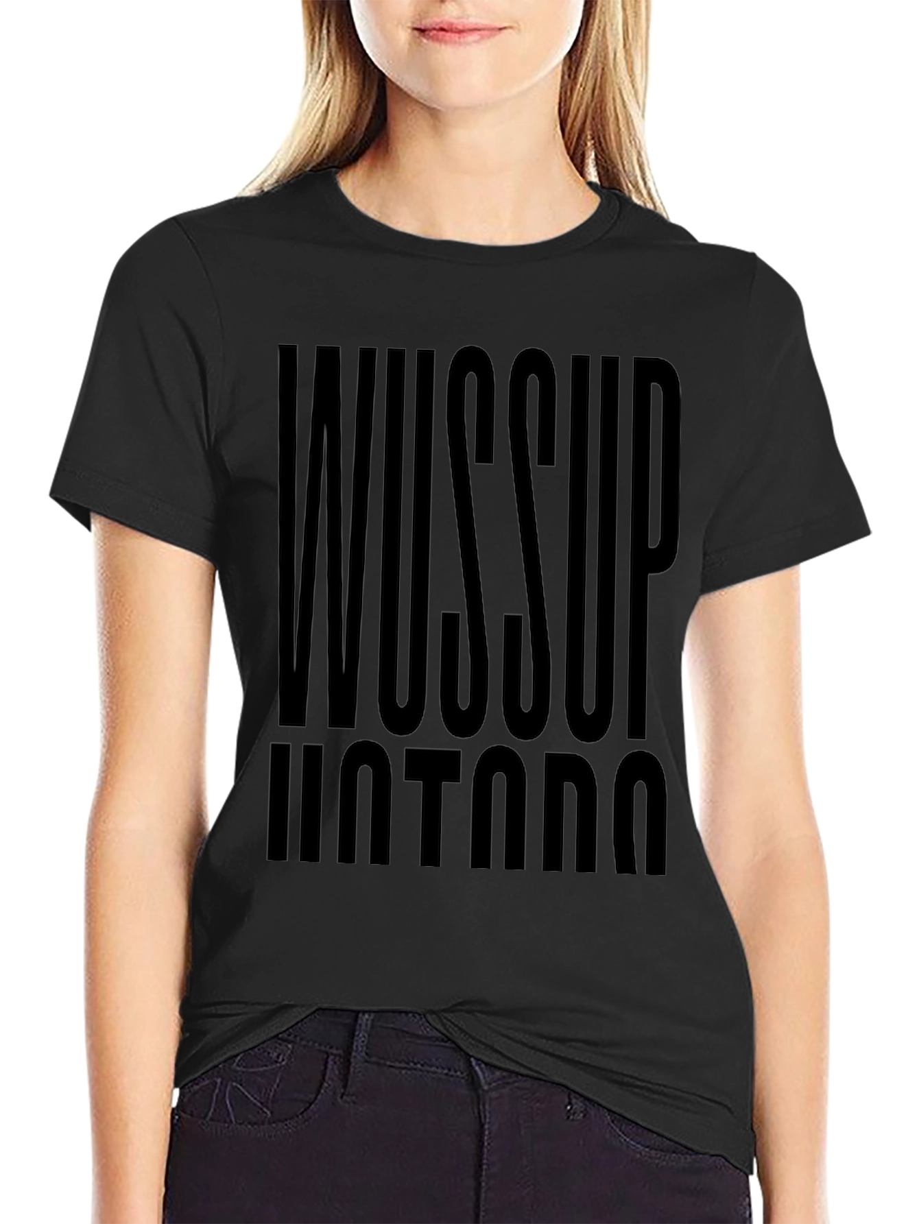 Wussup Hotdog Black Graphic Tee