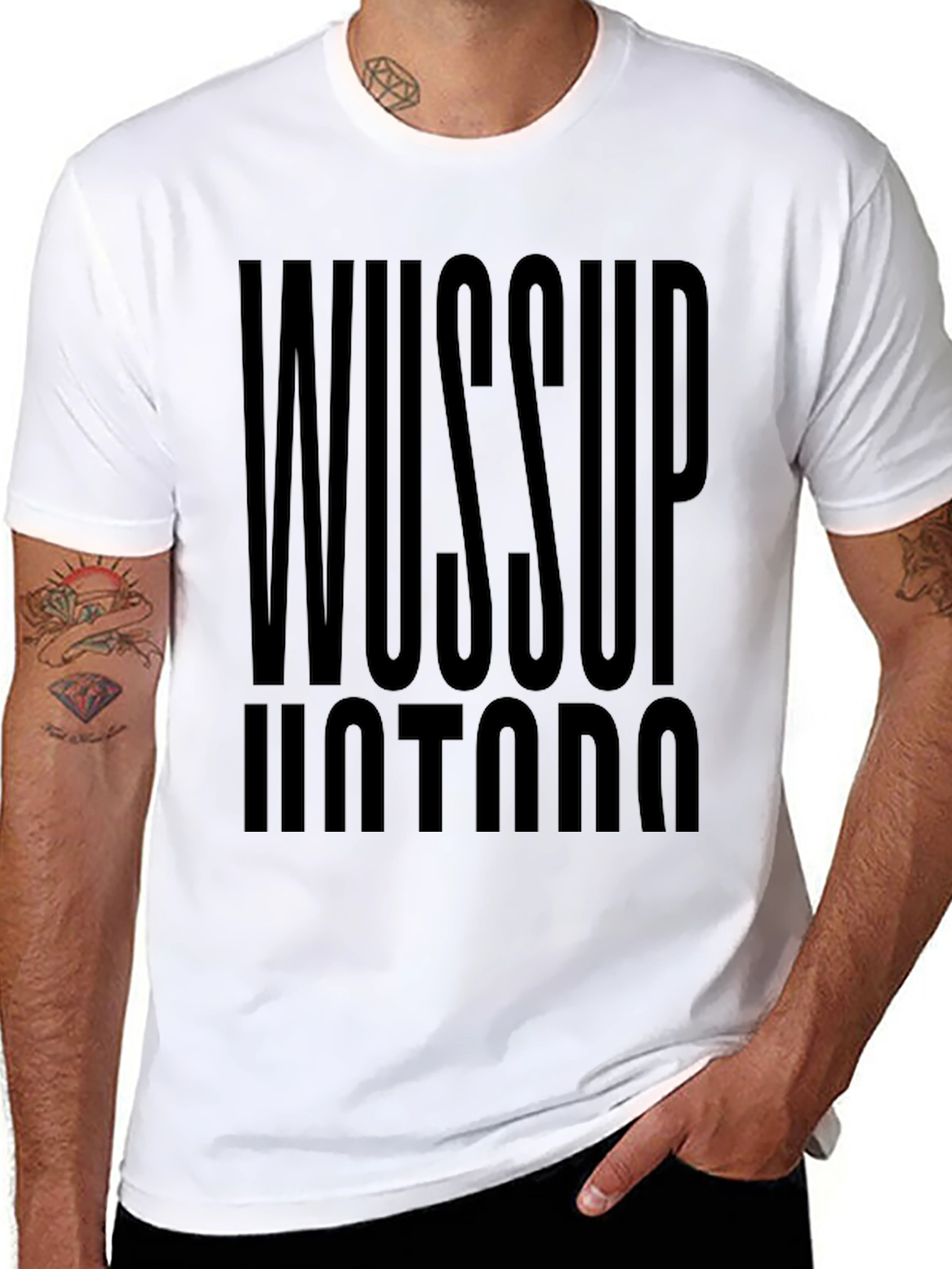Wussup Hotdog Black Graphic Tee