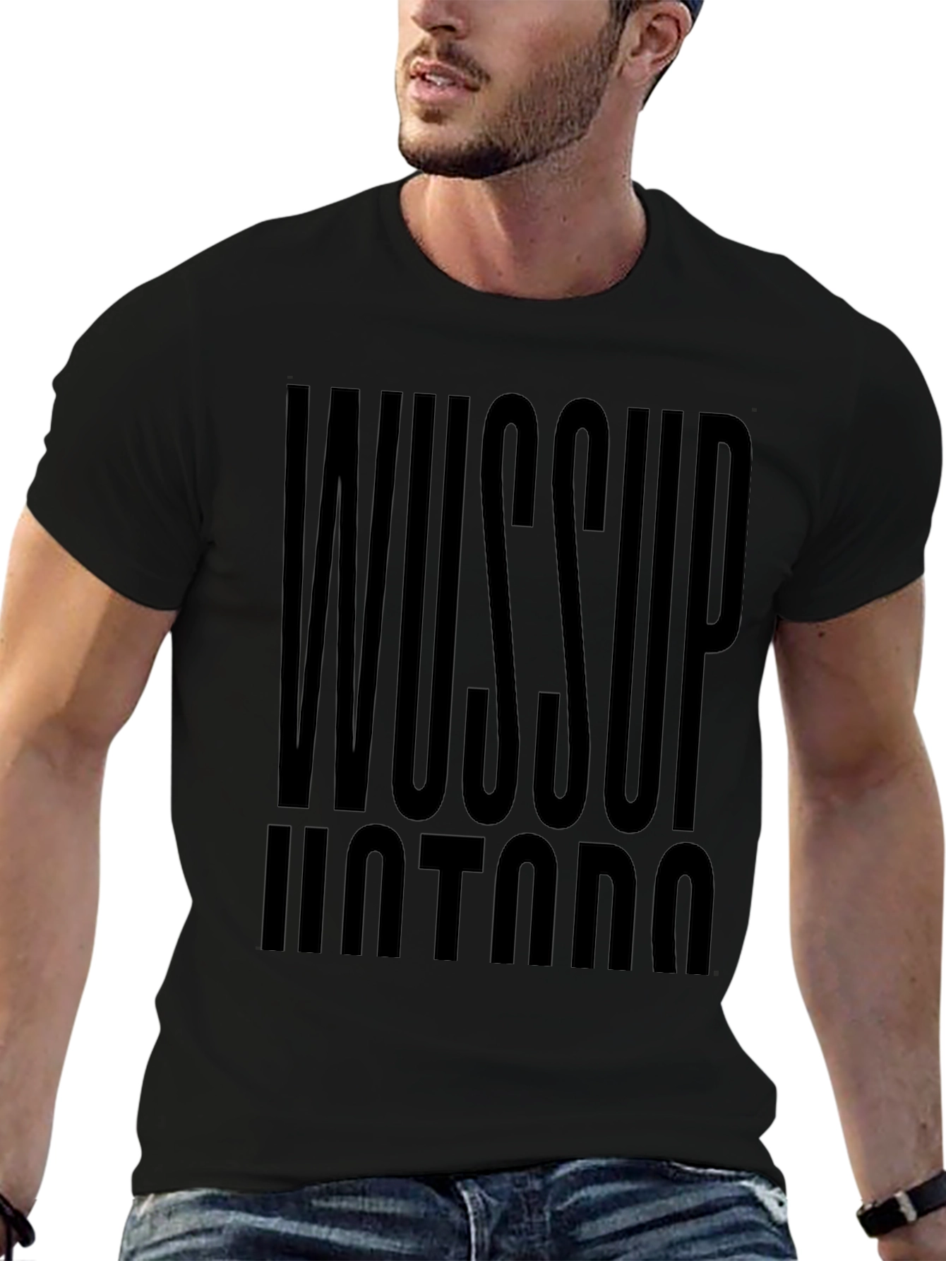 Wussup Hotdog Black Graphic Tee