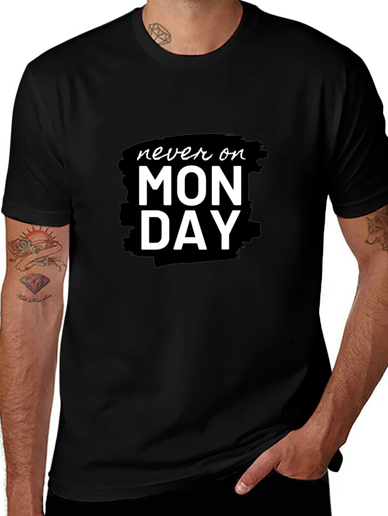 Never On Monday Black Graphic Tee