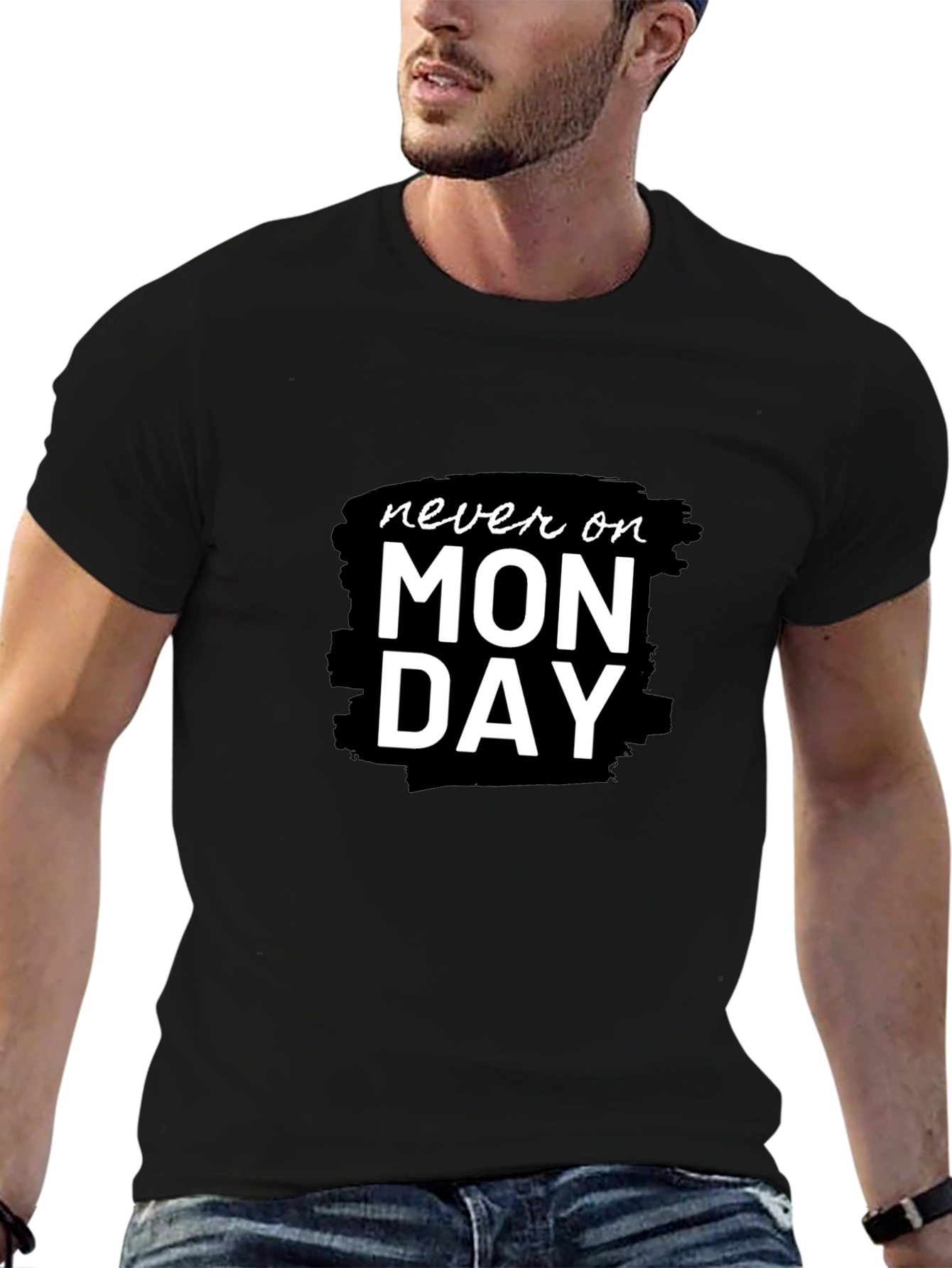 Never On Monday Black Graphic Tee