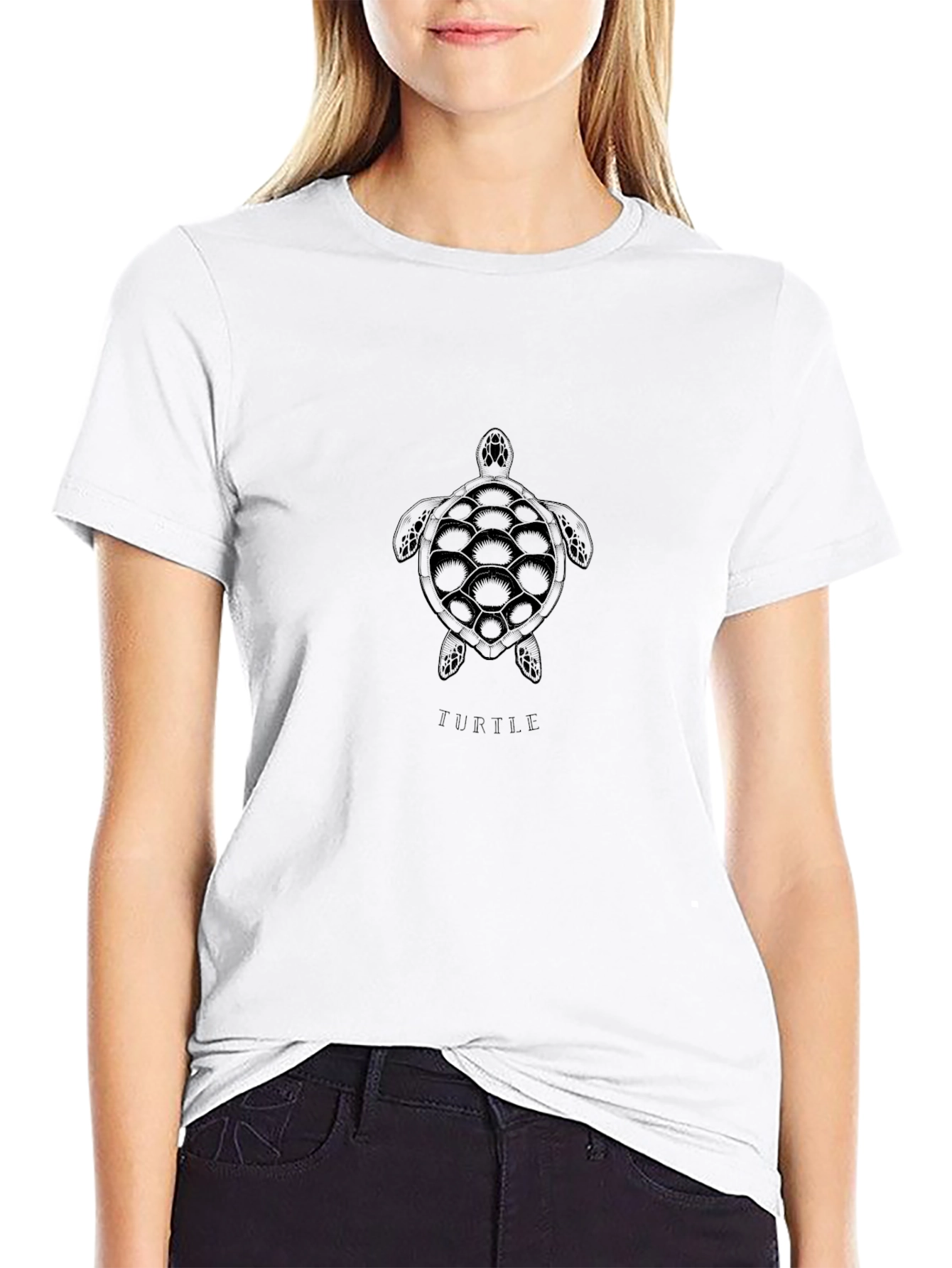 Turtle Graphic Tee - Casual Black T-Shirt