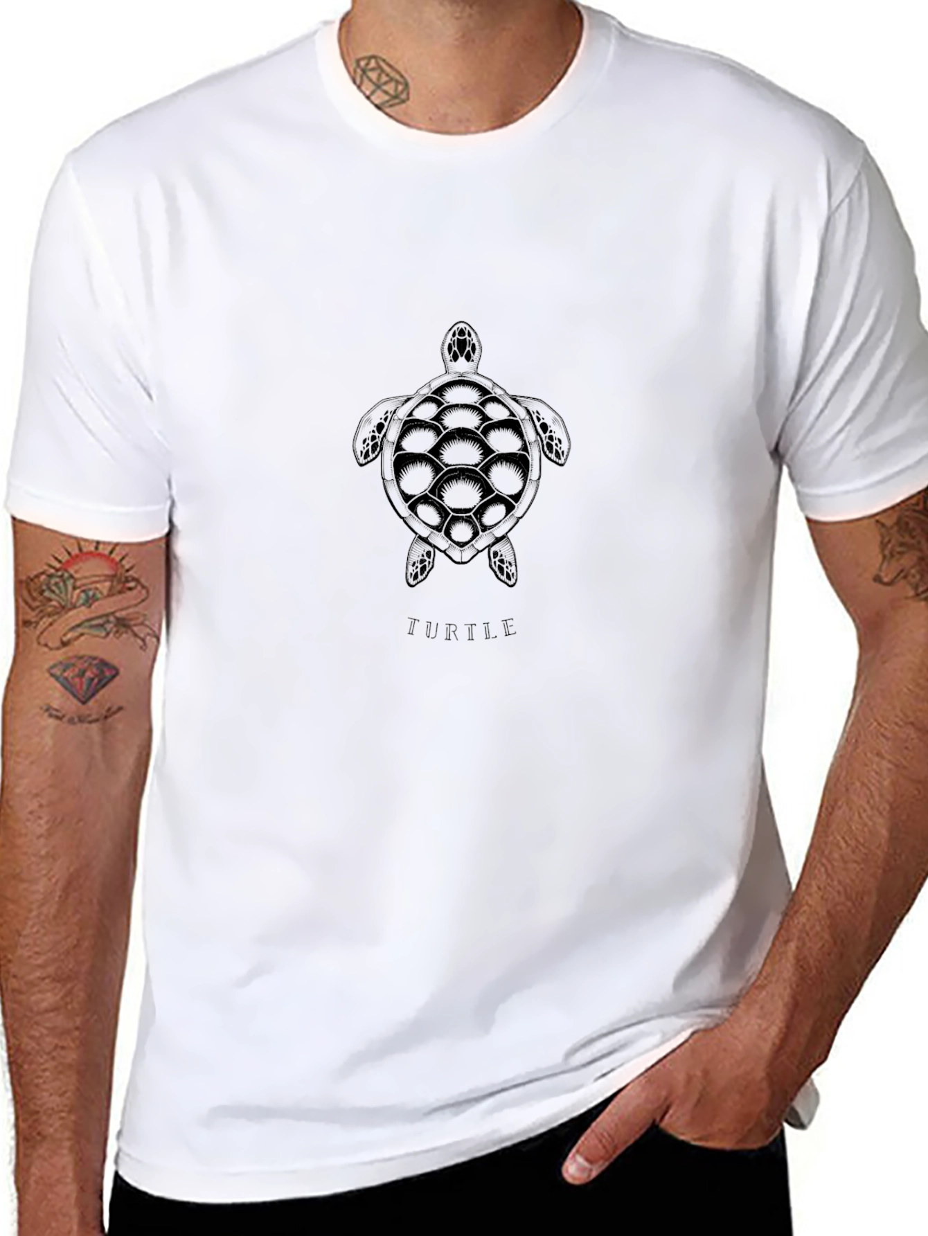 Turtle Graphic Tee - Casual Black T-Shirt