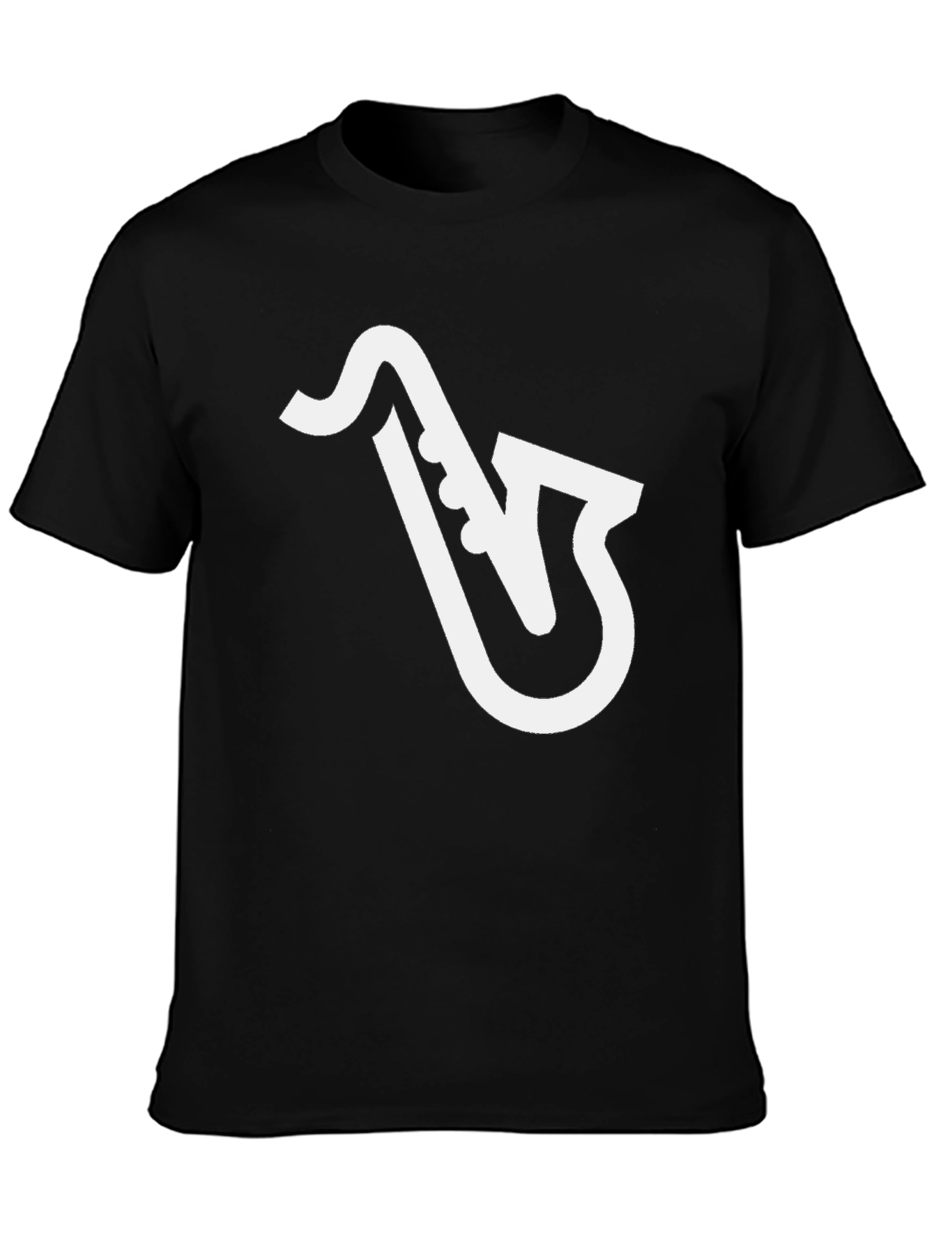 Saxophone Graphic Tee - Black Cotton T-Shirt