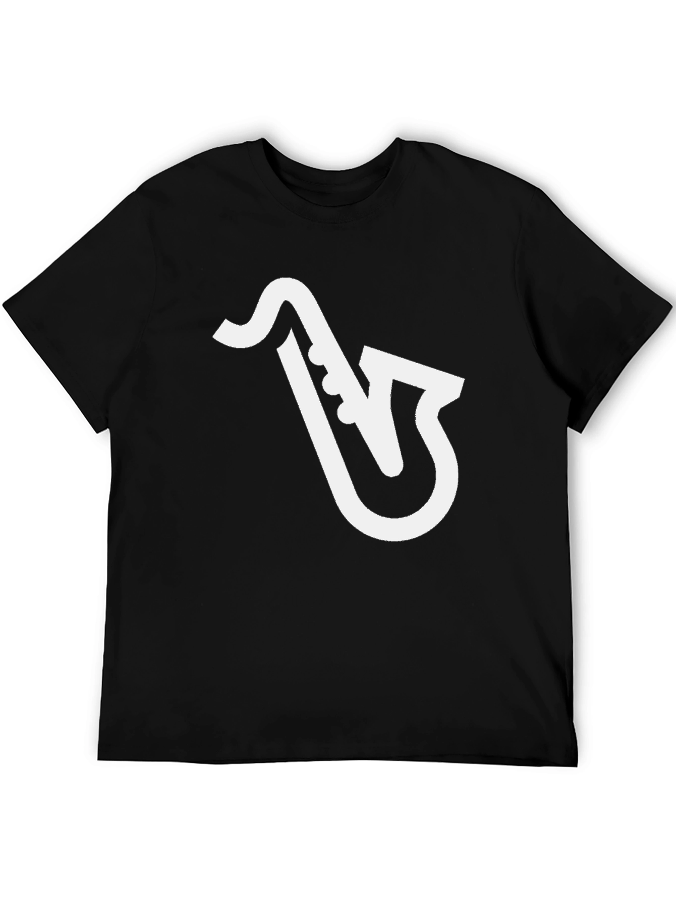 Saxophone Graphic Tee - Black Cotton T-Shirt