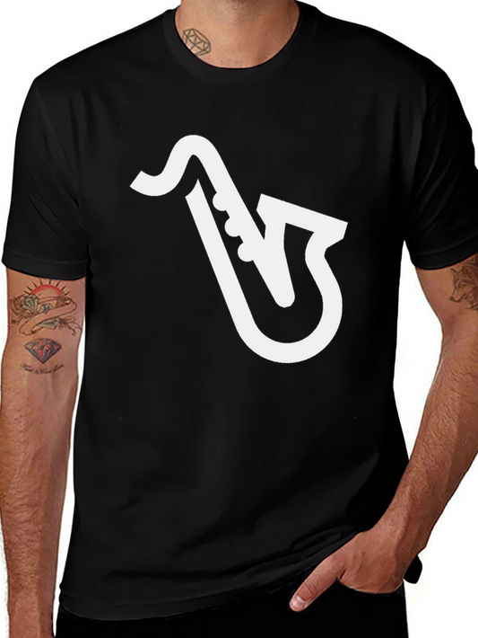 Saxophone Graphic Tee - Black Cotton T-Shirt