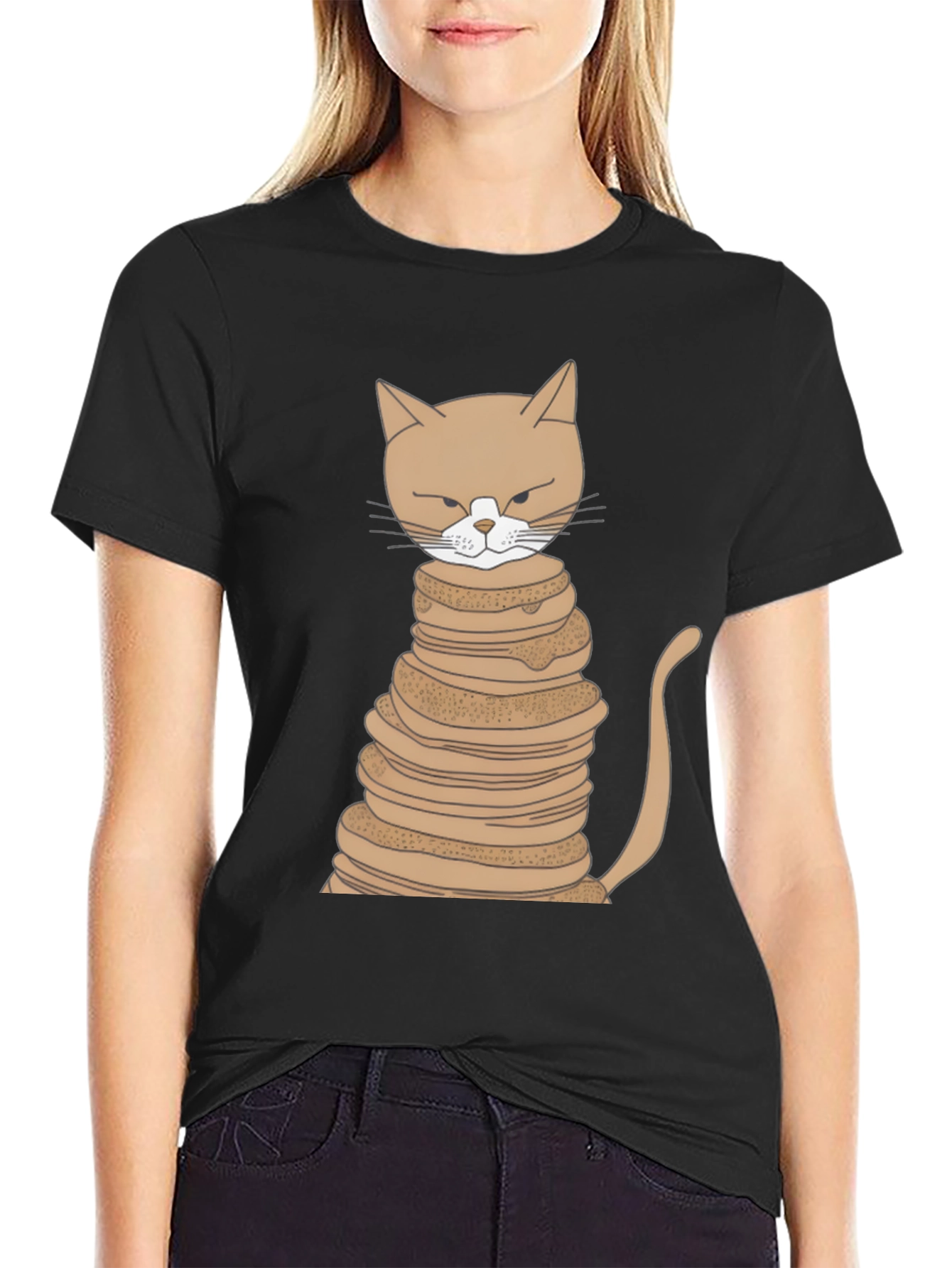 Cat Stack Pancakes T-Shirt - Novelty Tee