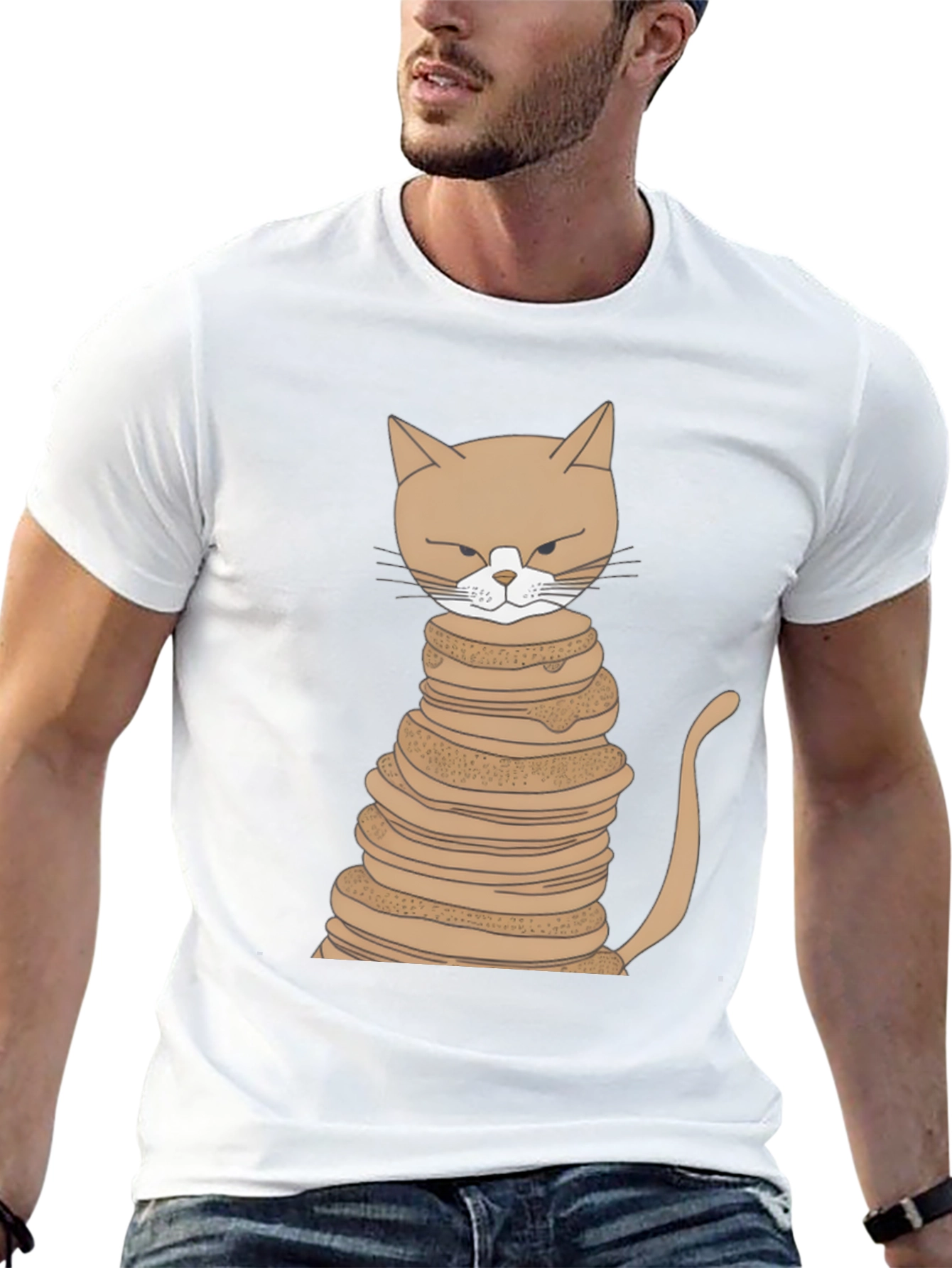 Cat Stack Pancakes T-Shirt - Novelty Tee