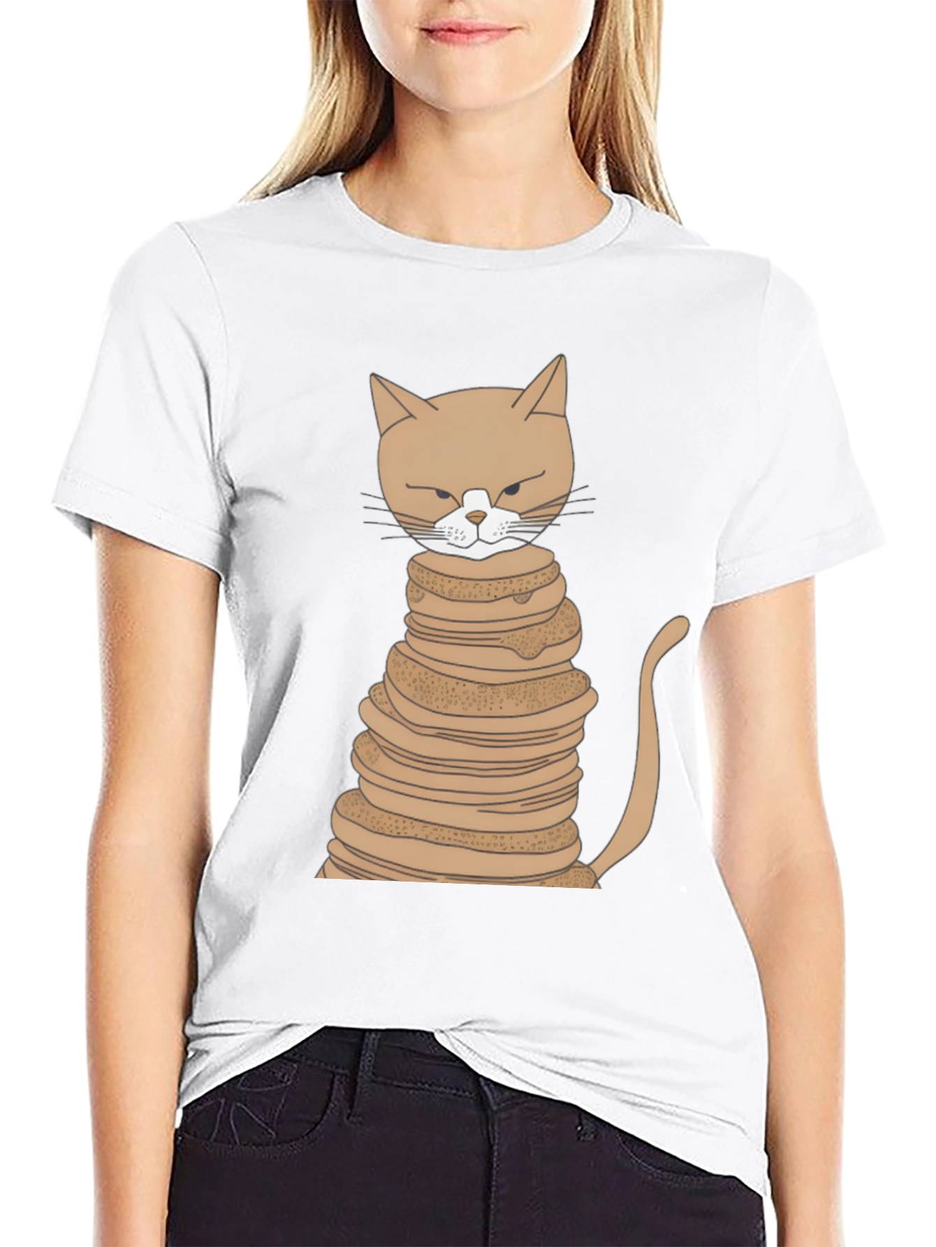 Cat Stack Pancakes T-Shirt - Novelty Tee