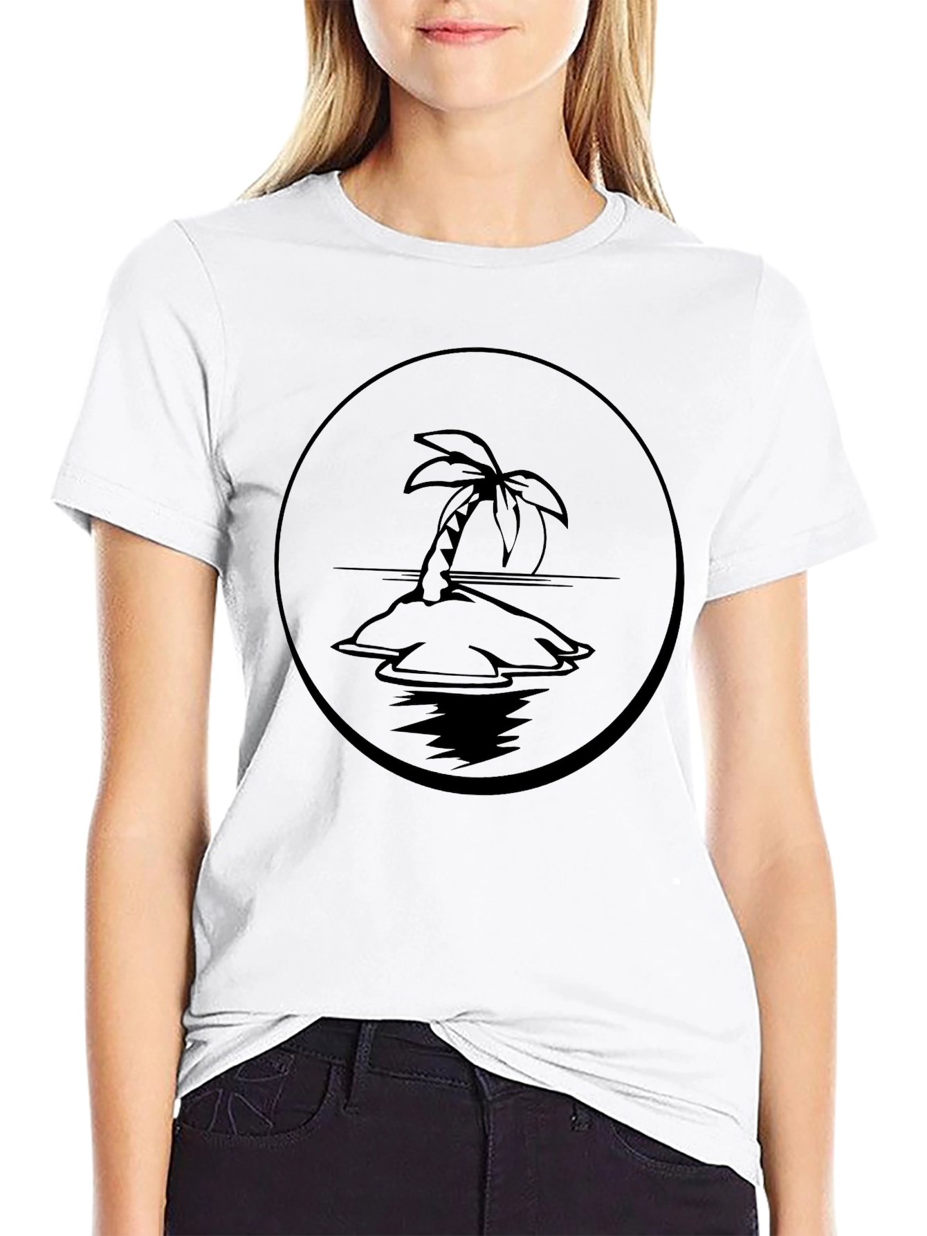 Island Palm Tree Graphic Tee - Black