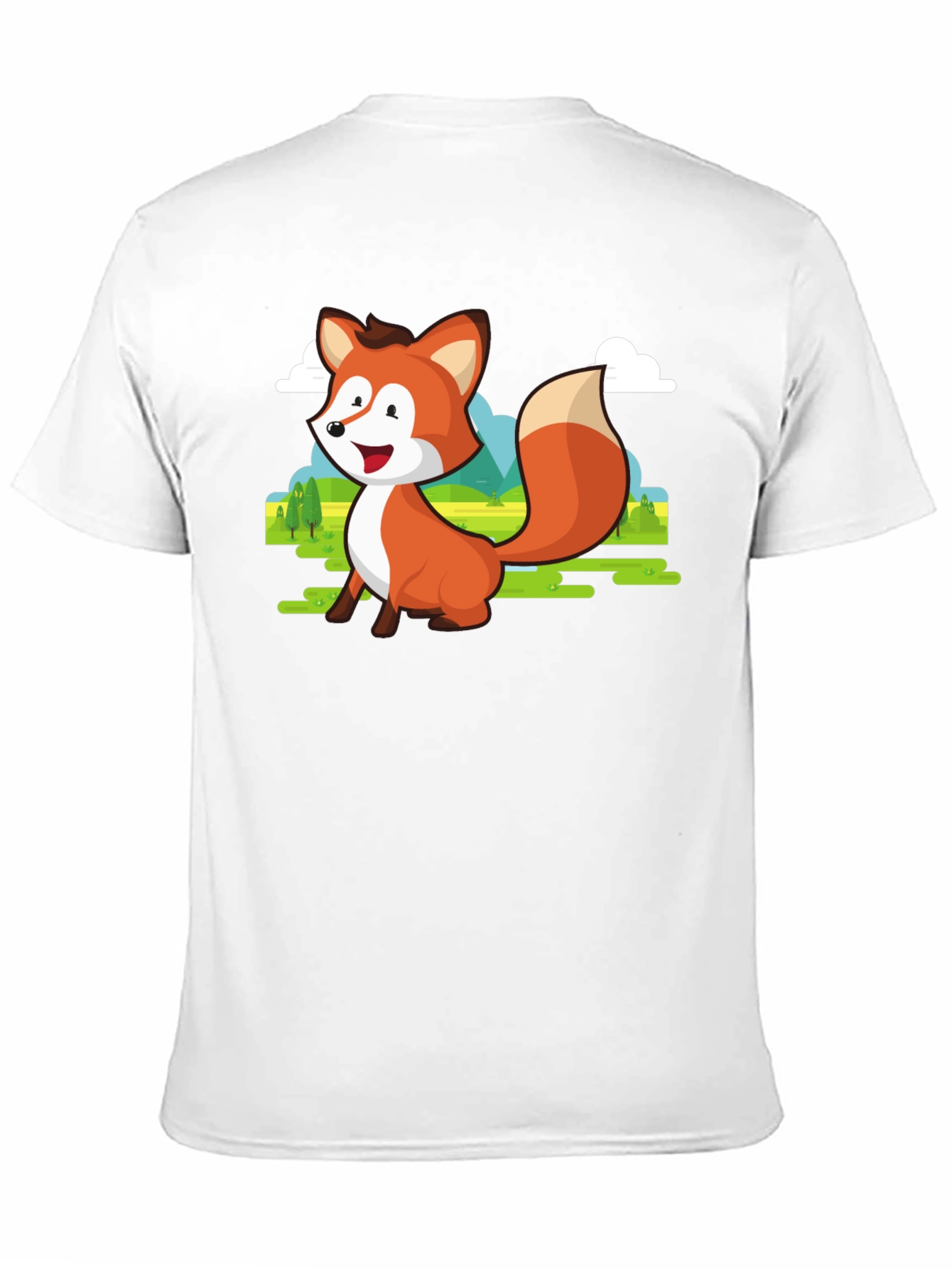 Cute Fox Cartoon T-Shirt - Mens Black Tee