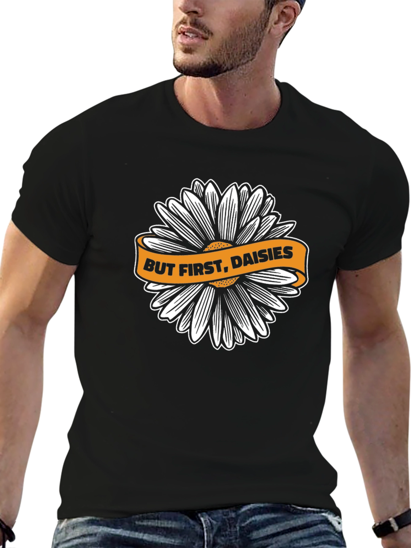 But First Daisies Black T-Shirt