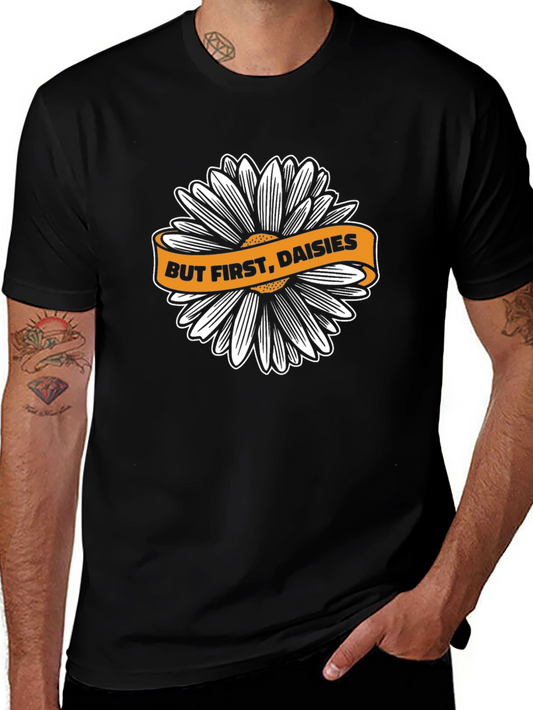 But First Daisies Black T-Shirt