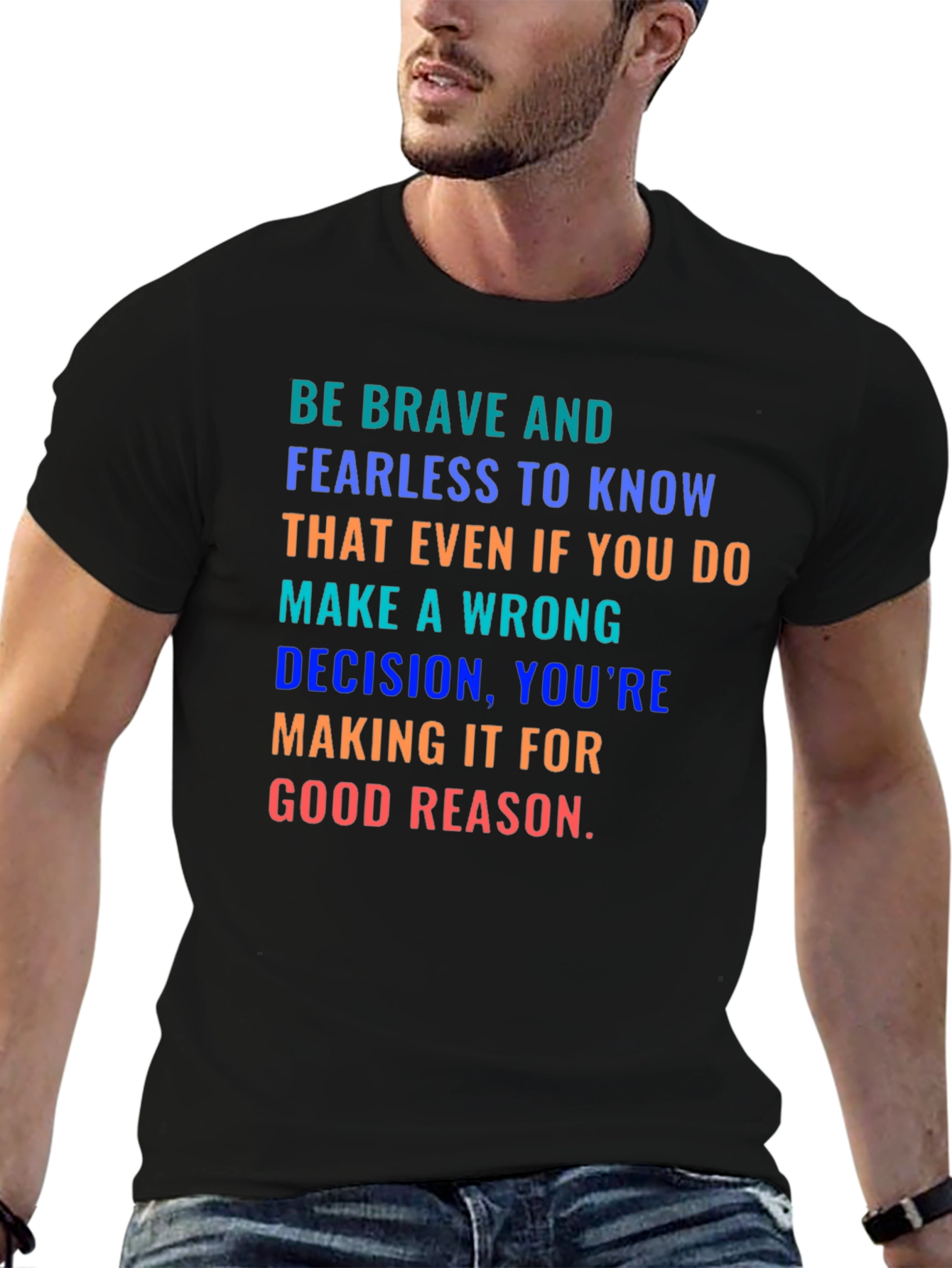 Be Brave Graphic Tee - Inspiring Message Black Shirt
