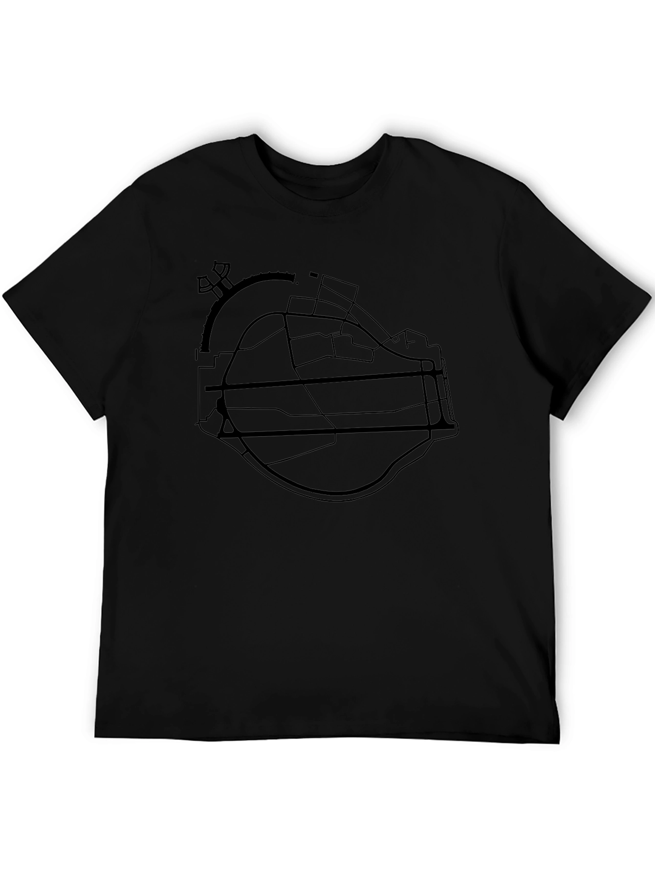 Airport Map Tee - Black Crew Neck