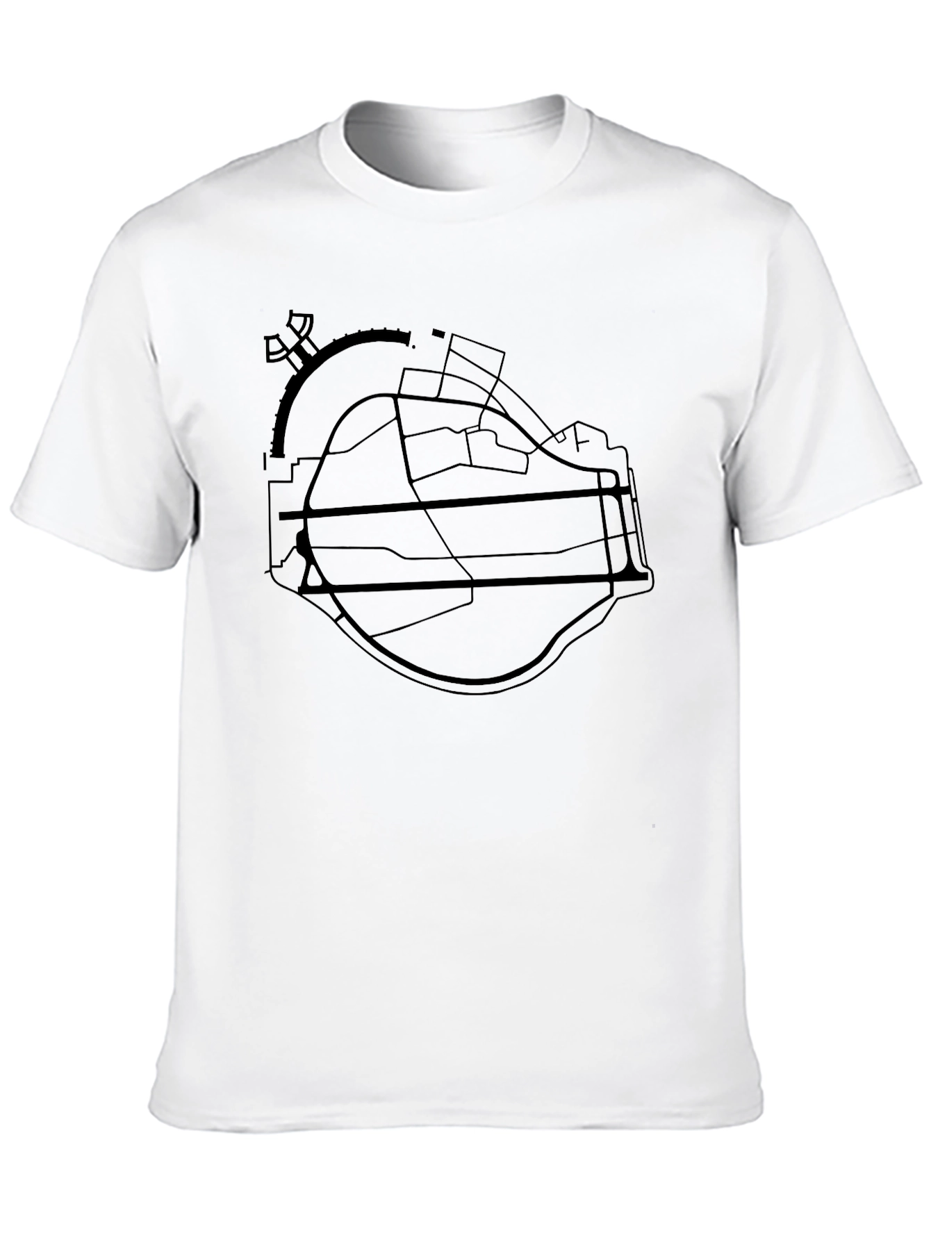Airport Map Tee - Black Crew Neck