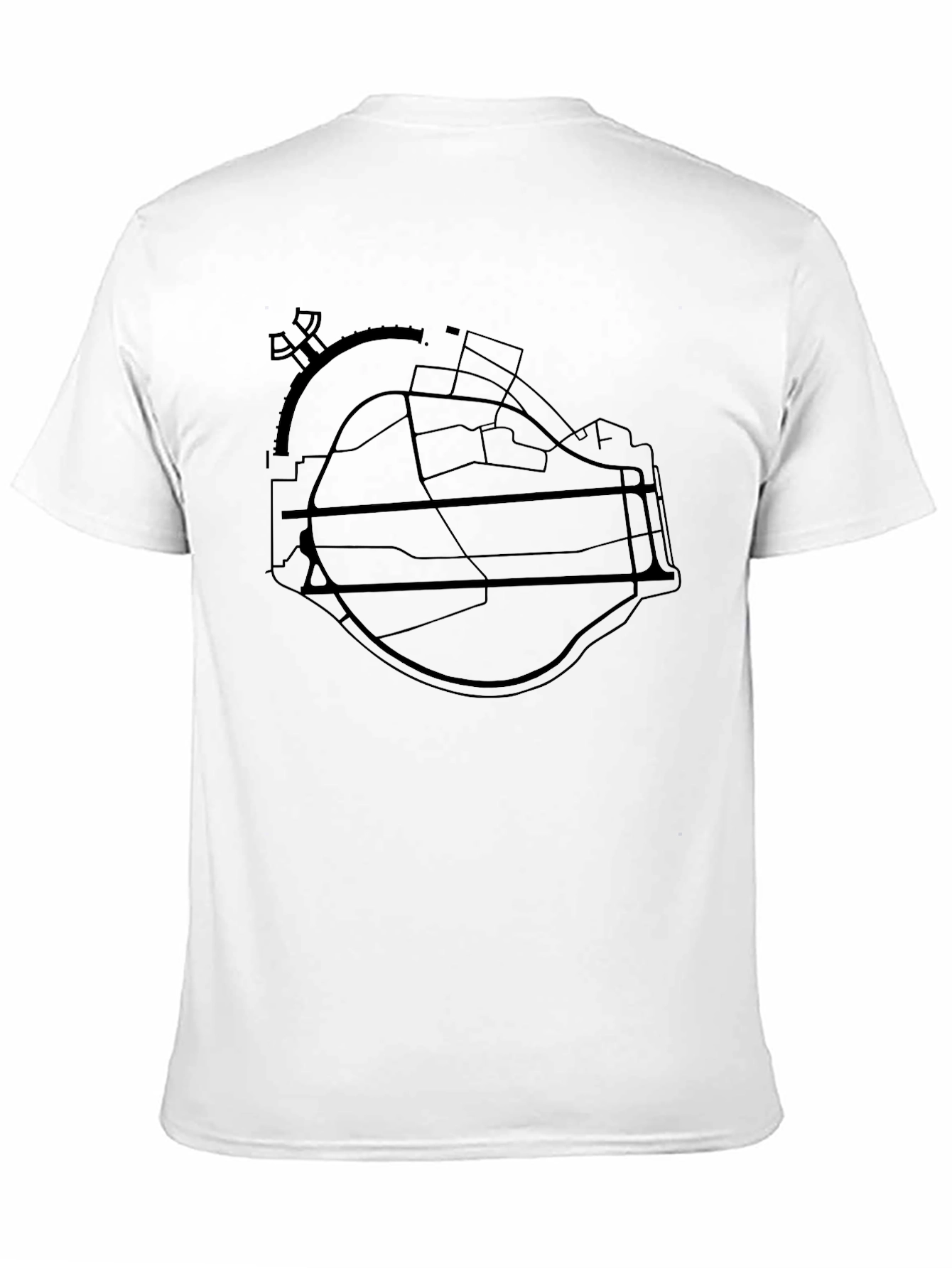 Airport Map Tee - Black Crew Neck