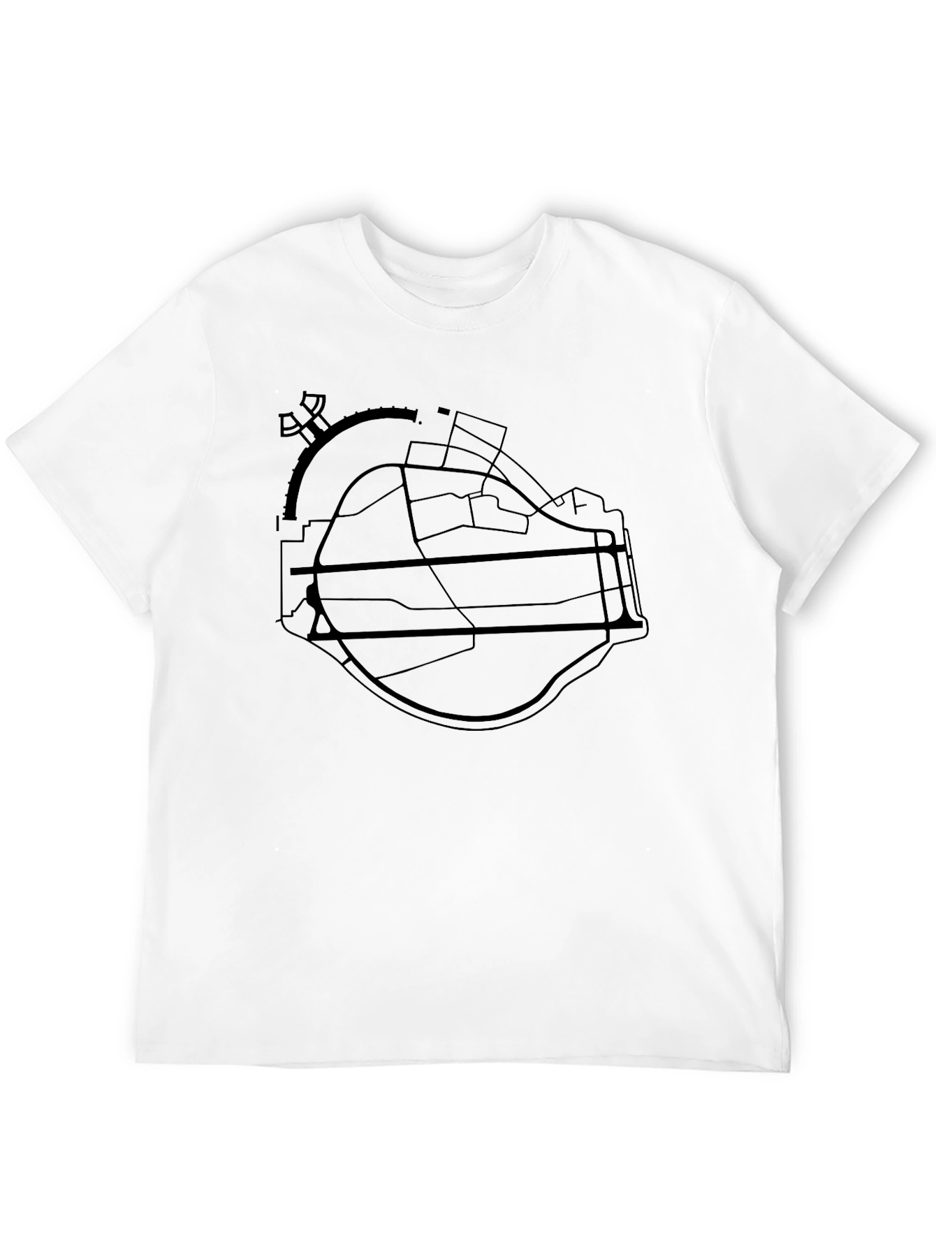 Airport Map Tee - Black Crew Neck