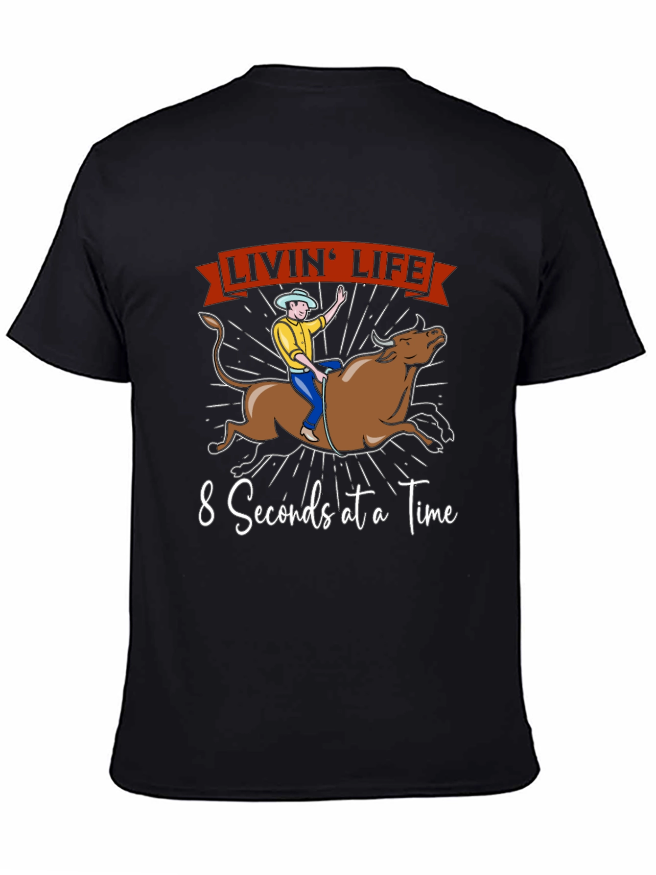 Livin Life Bull Riding Graphic T-Shirt