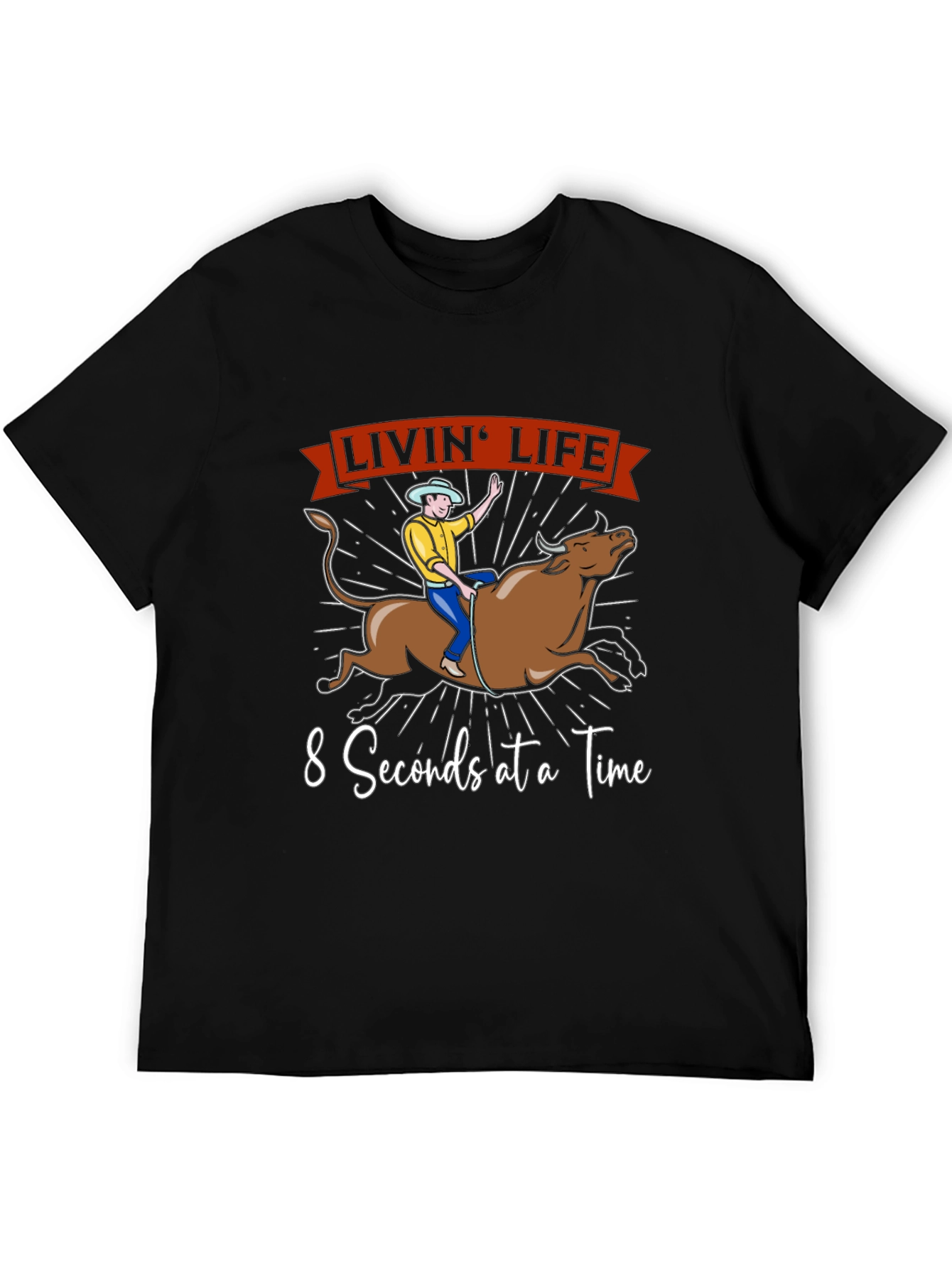 Livin Life Bull Riding Graphic T-Shirt