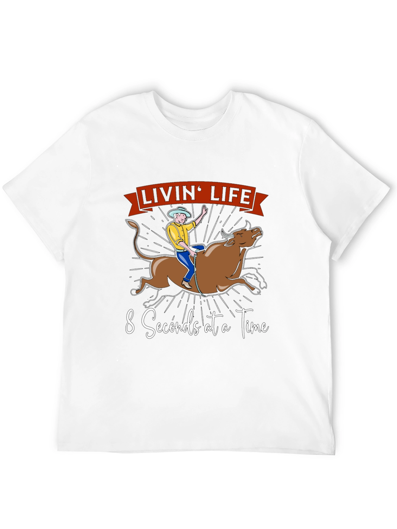 Livin Life Bull Riding Graphic T-Shirt