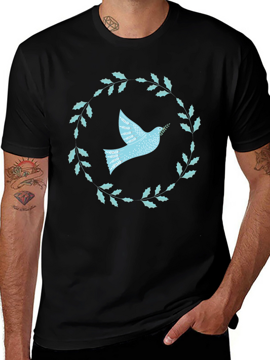 Dove & Laurel Wreath Graphic Tee - Black