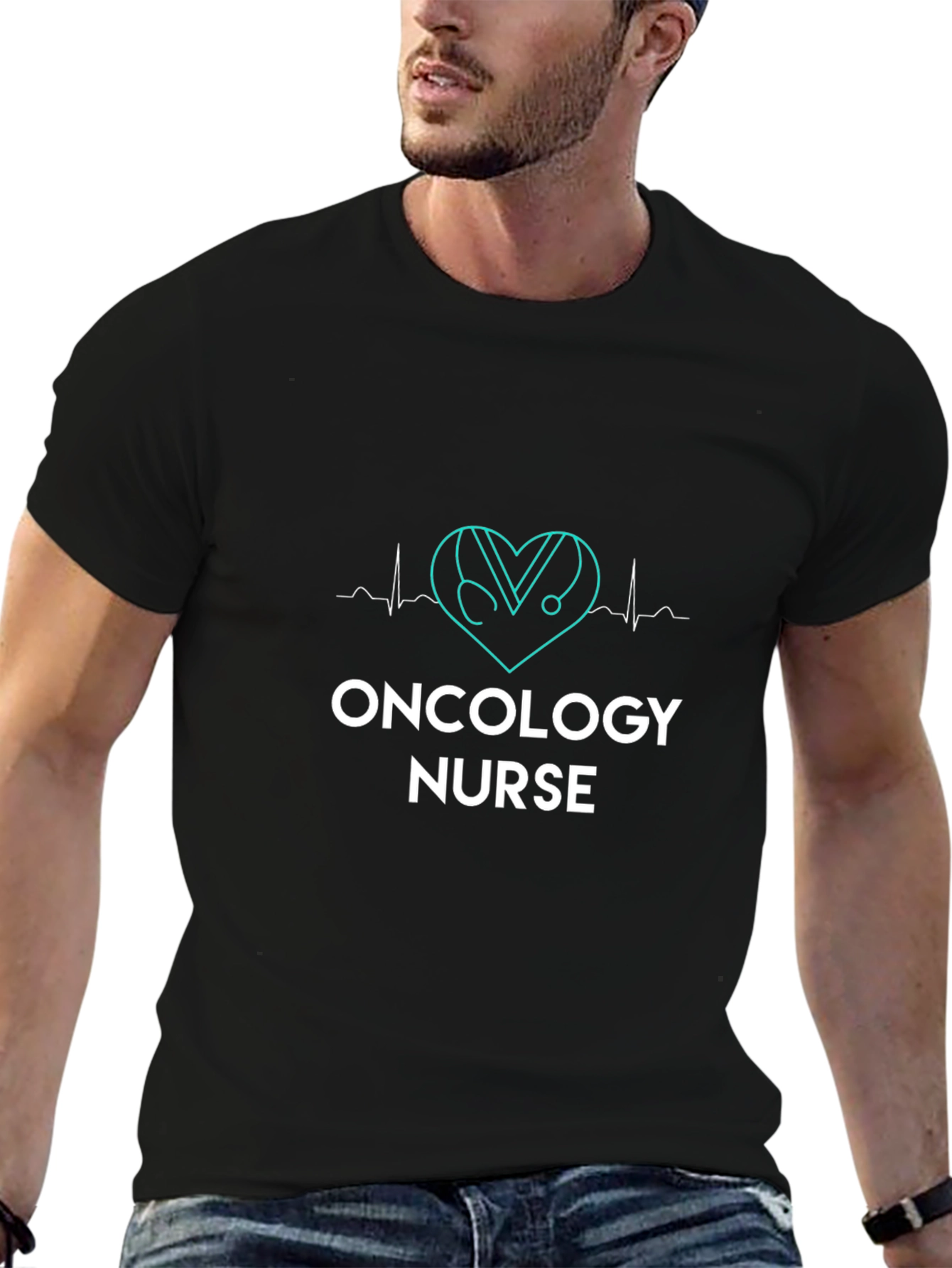 Oncology Nurse Heartbeat Stethoscope T-Shirt