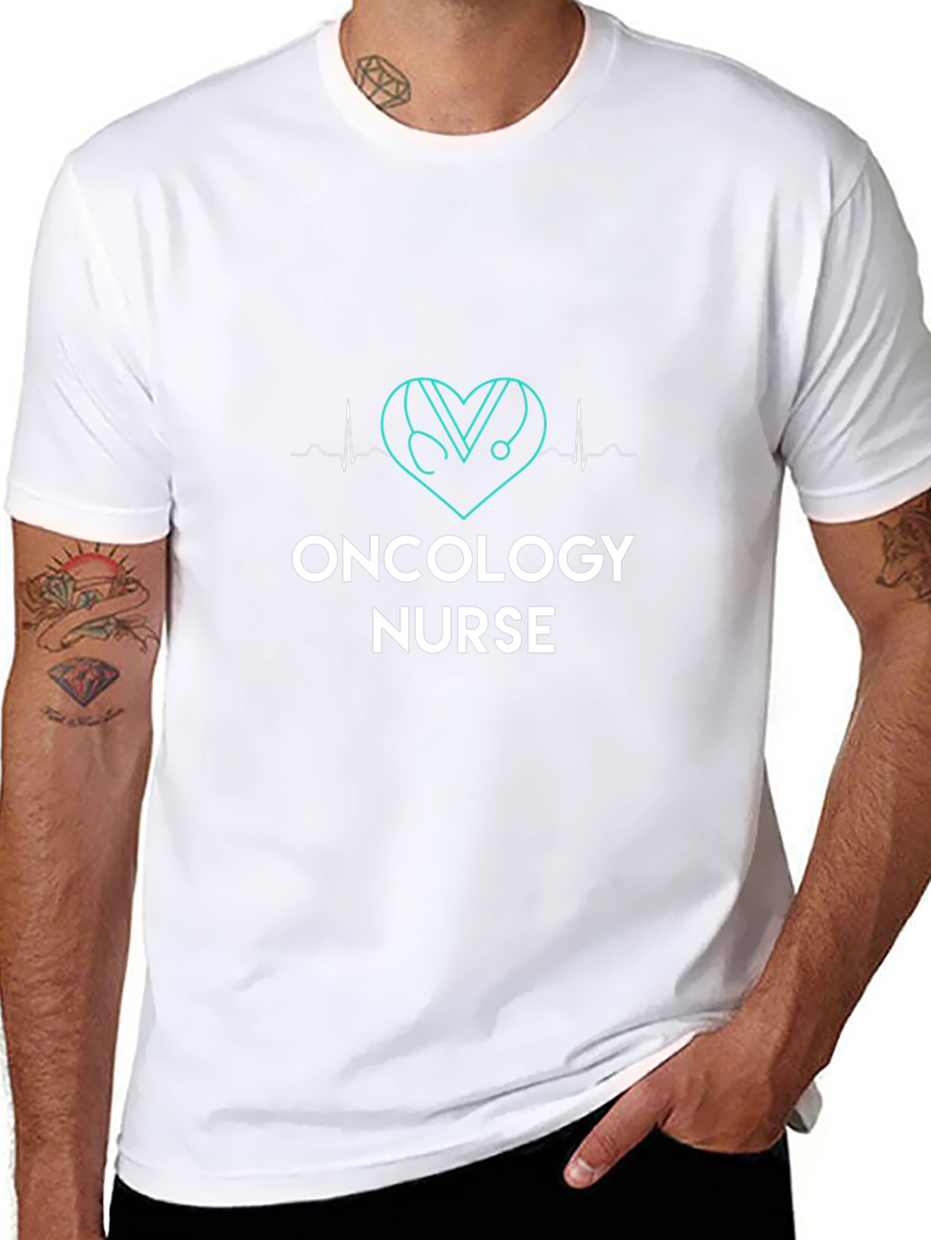 Oncology Nurse Heartbeat Stethoscope T-Shirt