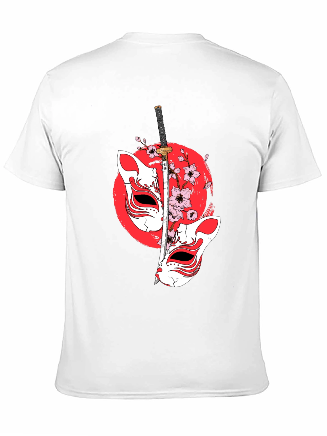 Japanese Fox Mask Katana T-Shirt - Unique Design