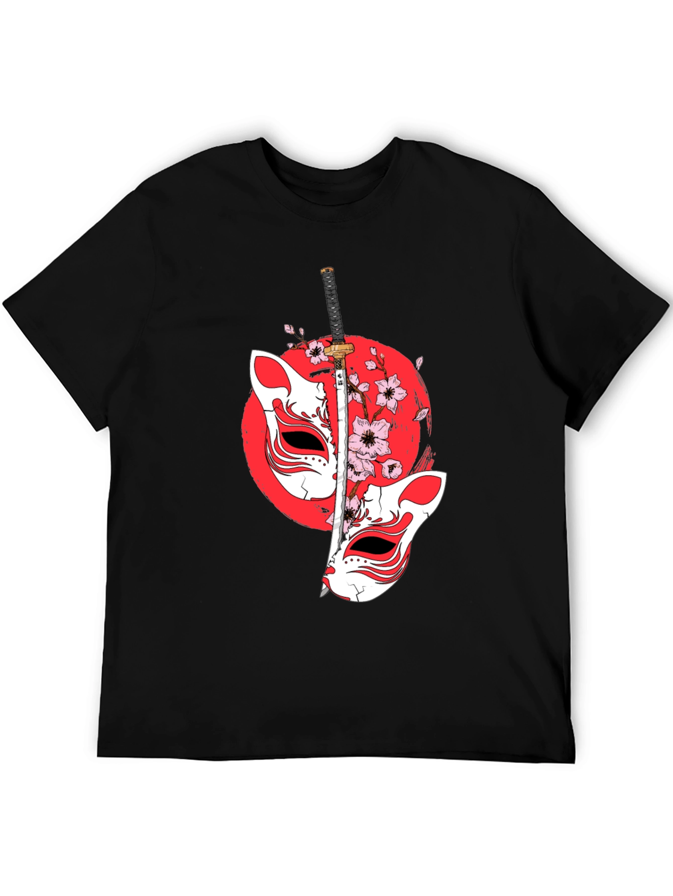 Japanese Fox Mask Katana T-Shirt - Unique Design