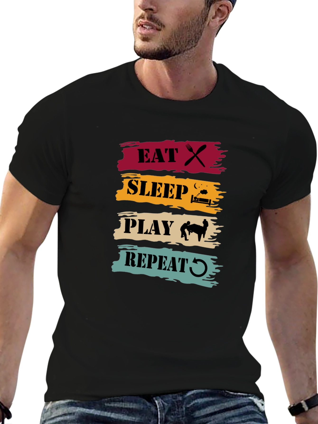 Eat Sleep Play Repeat Graphic Tee