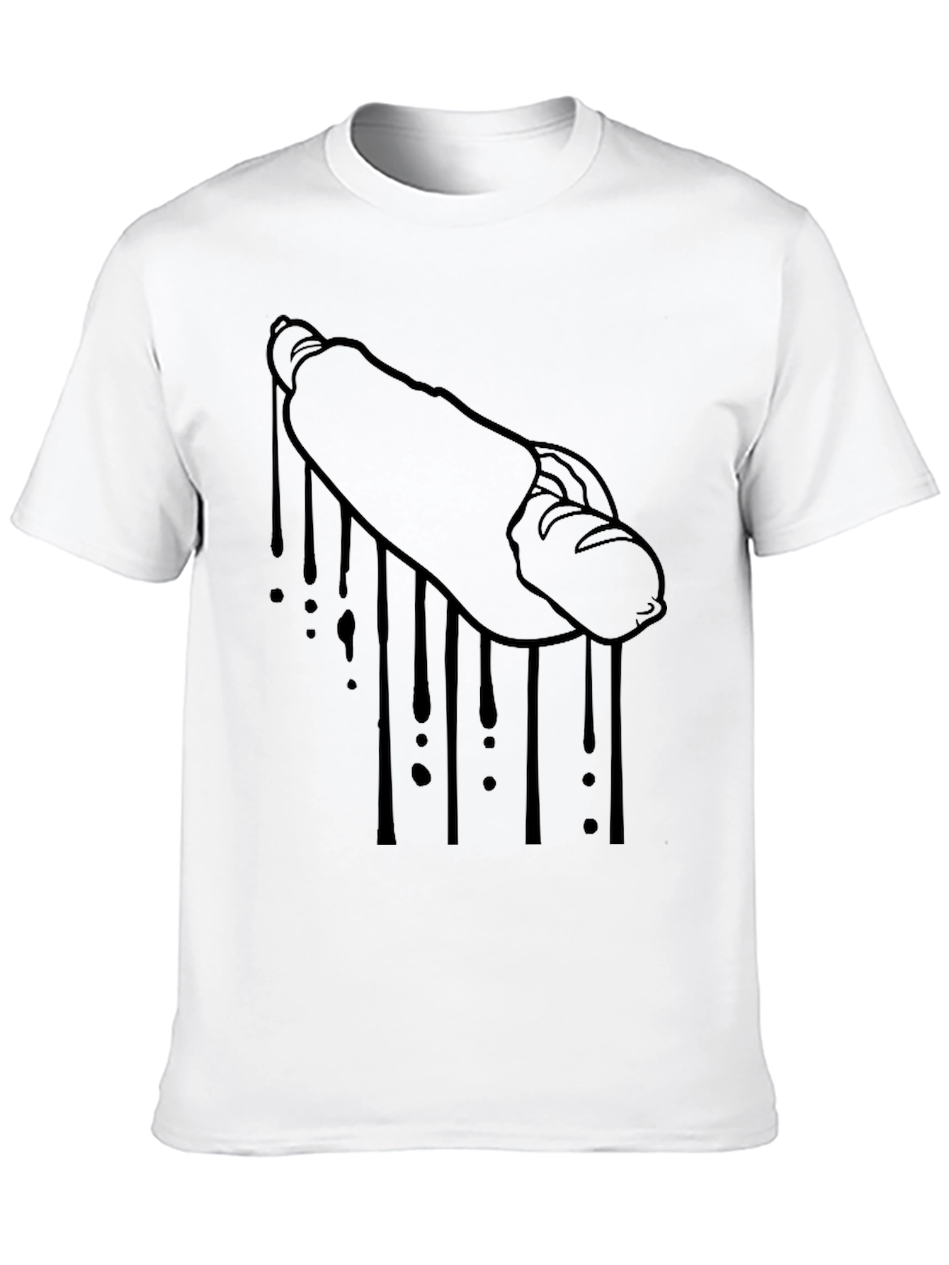 Hot Dog Drip Graphic Tee - Black Cotton T-Shirt