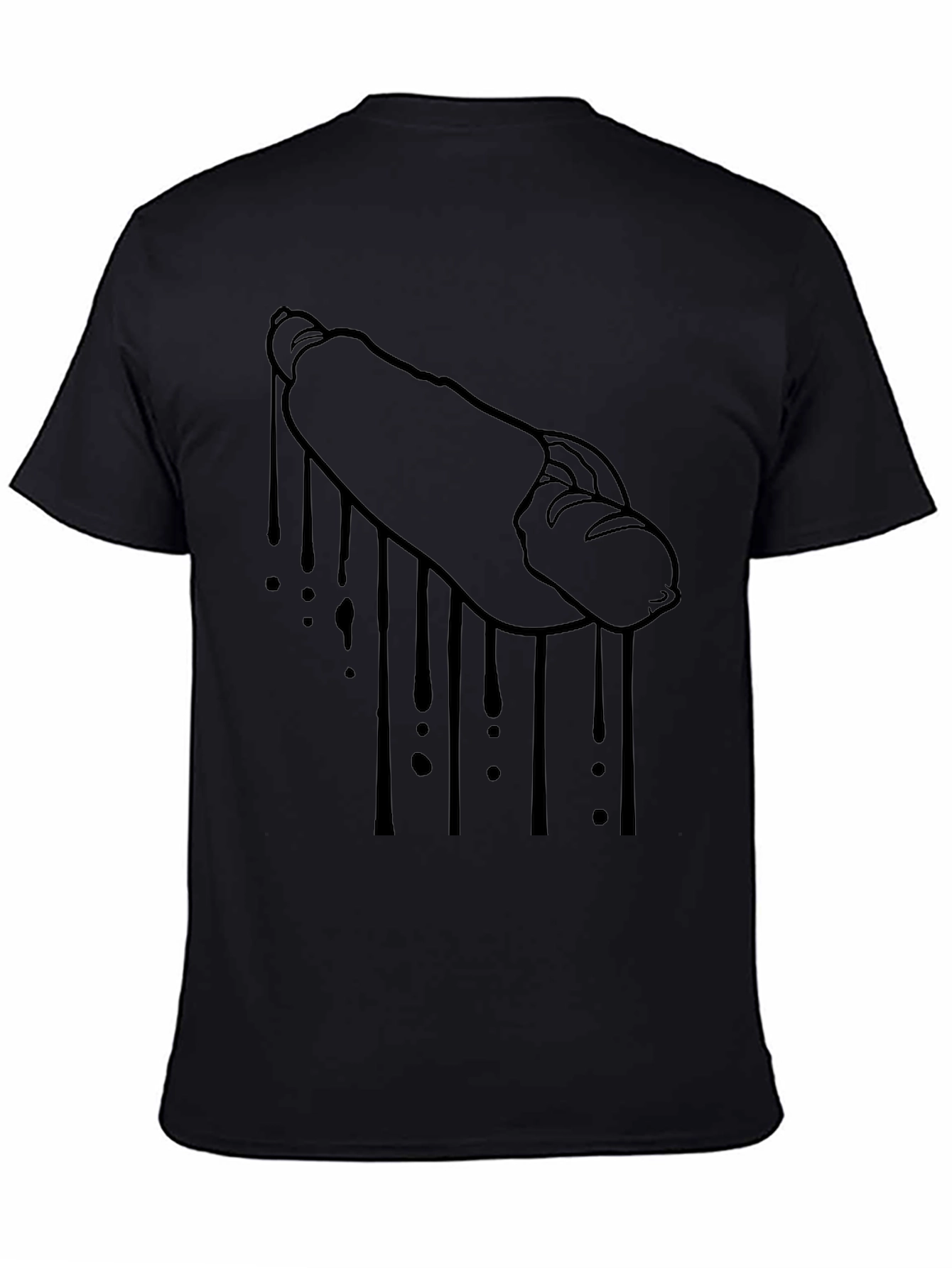 Hot Dog Drip Graphic Tee - Black Cotton T-Shirt