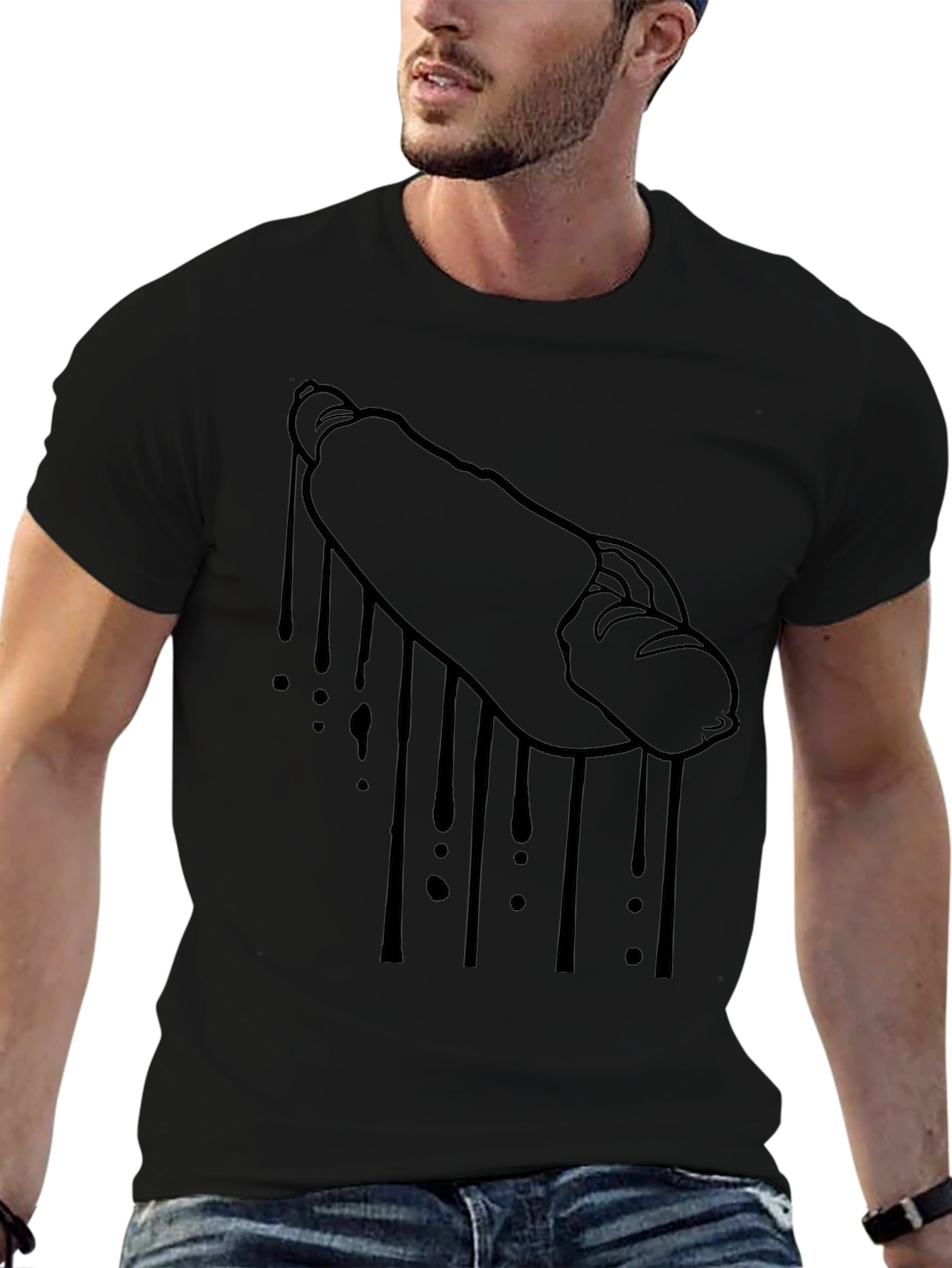 Hot Dog Drip Graphic Tee - Black Cotton T-Shirt