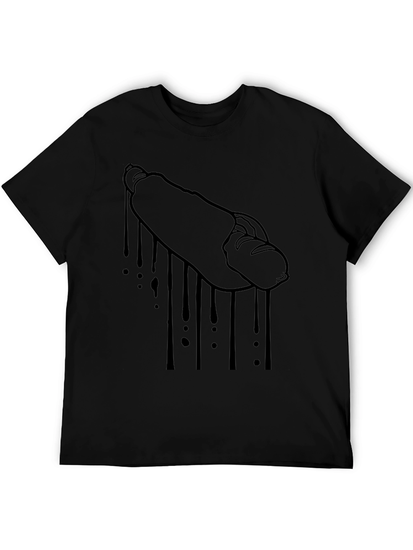 Hot Dog Drip Graphic Tee - Black Cotton T-Shirt