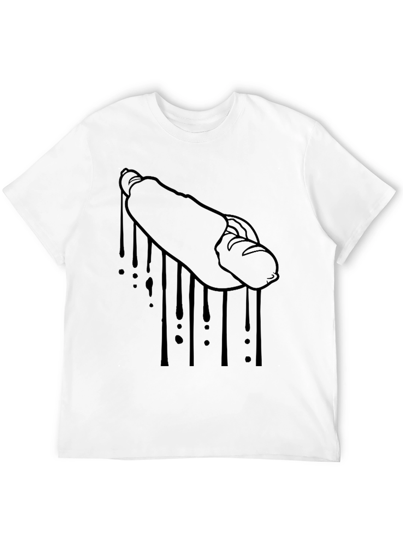 Hot Dog Drip Graphic Tee - Black Cotton T-Shirt