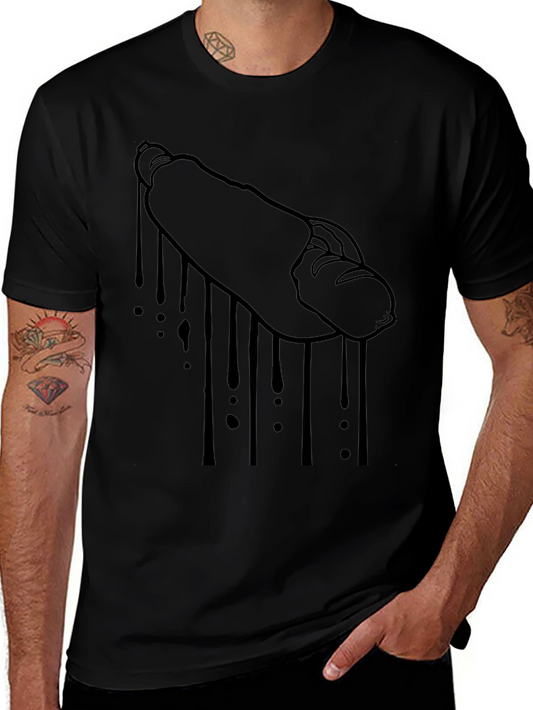 Hot Dog Drip Graphic Tee - Black Cotton T-Shirt